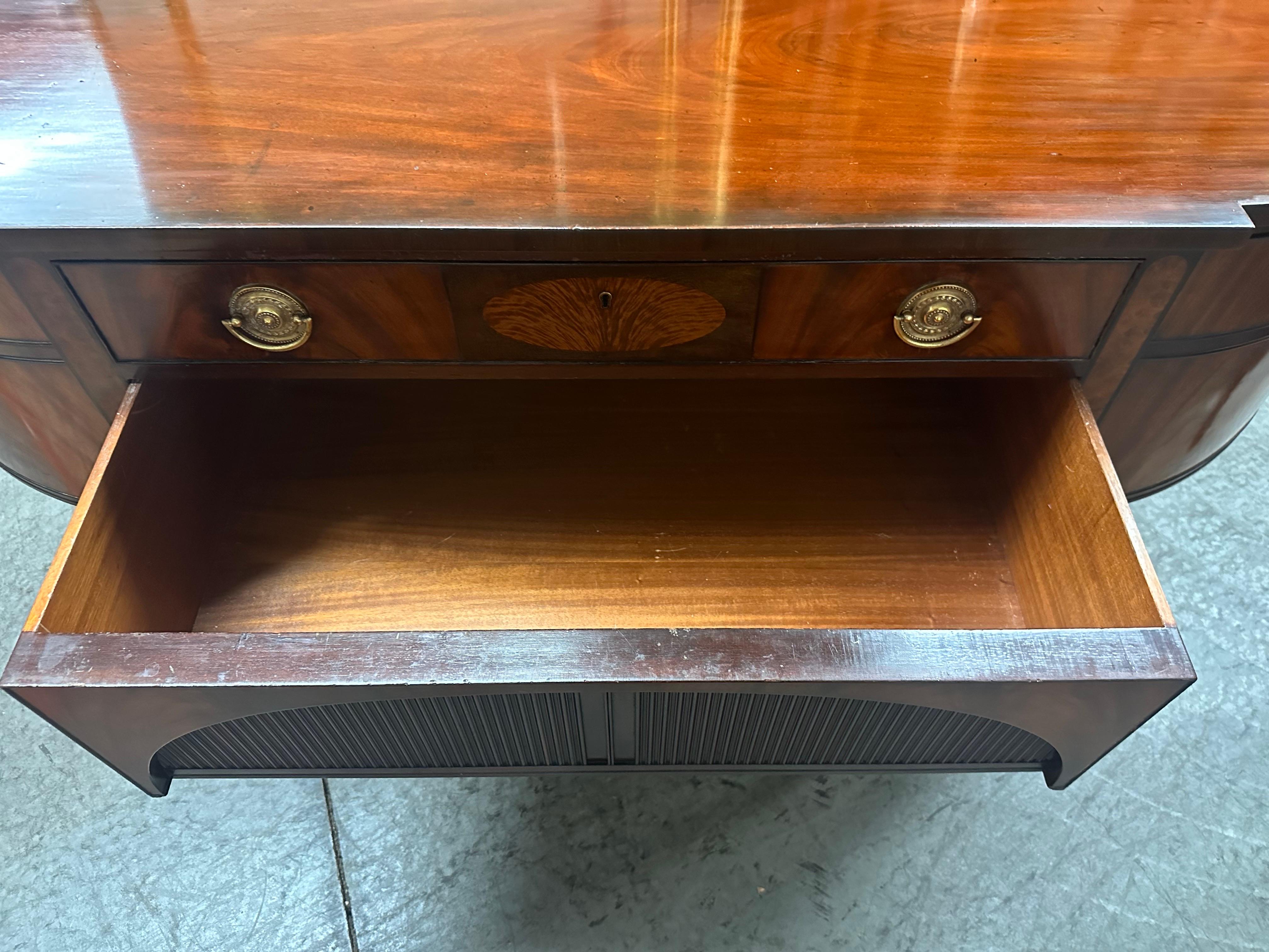 Rare Schmieg and Kotzian Hepplewhite Faux Tambor Demilune Sideboard Buffet 4