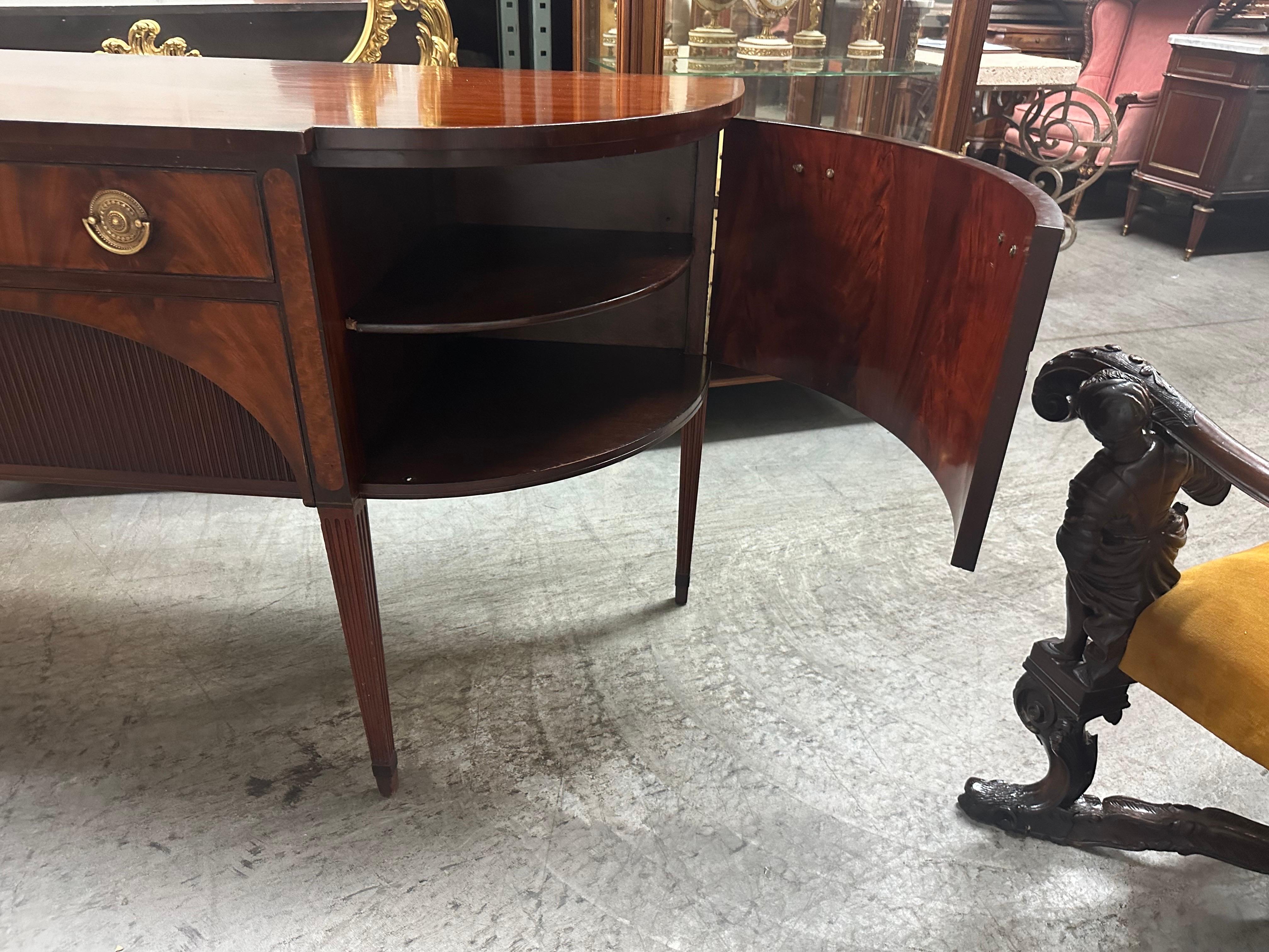 Rare Schmieg and Kotzian Hepplewhite Faux Tambor Demilune Sideboard Buffet 6