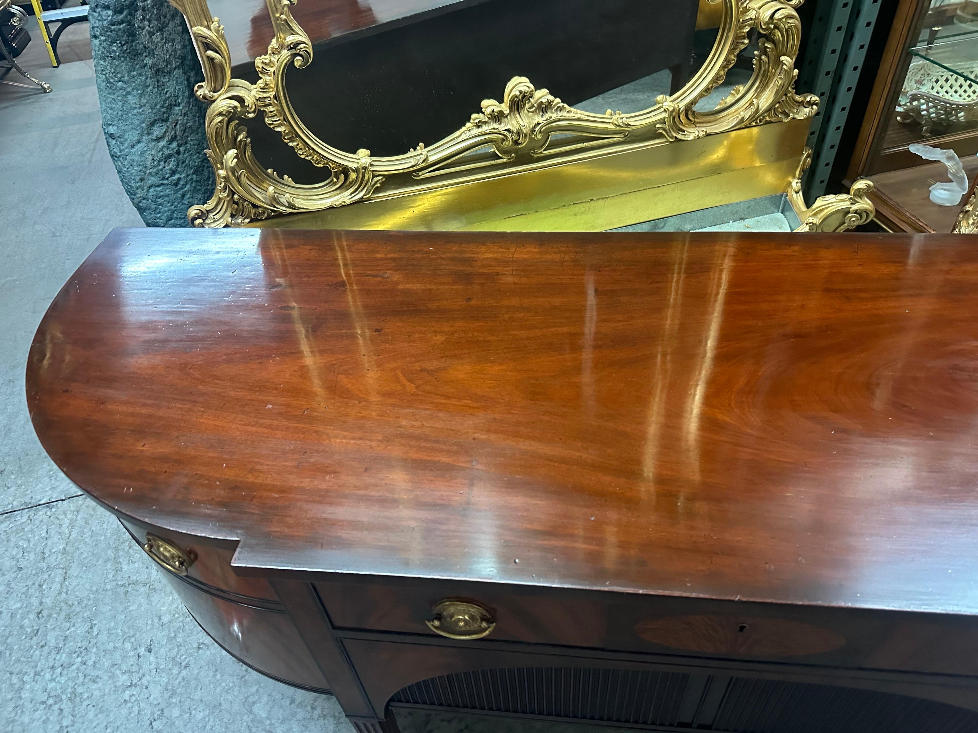 Rare Schmieg and Kotzian Hepplewhite Faux Tambor Demilune Sideboard Buffet 7