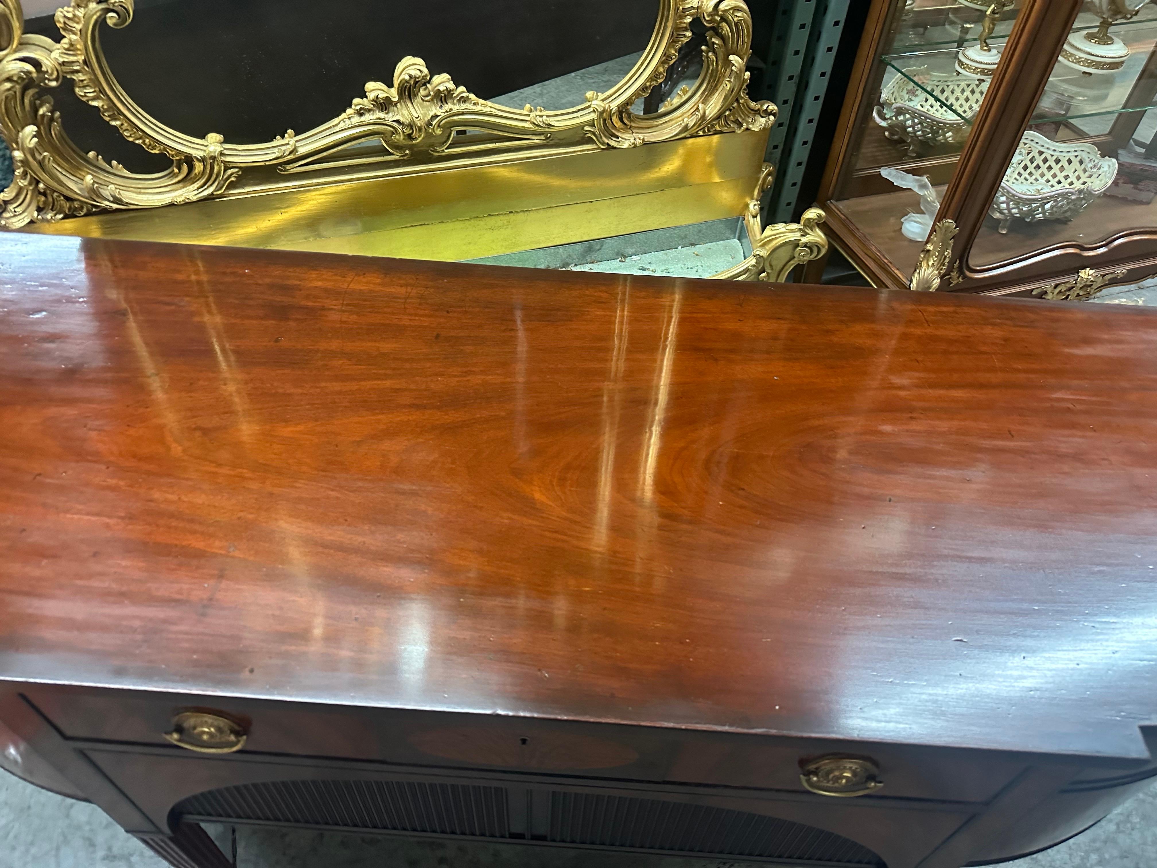 Rare Schmieg and Kotzian Hepplewhite Faux Tambor Demilune Sideboard Buffet 8