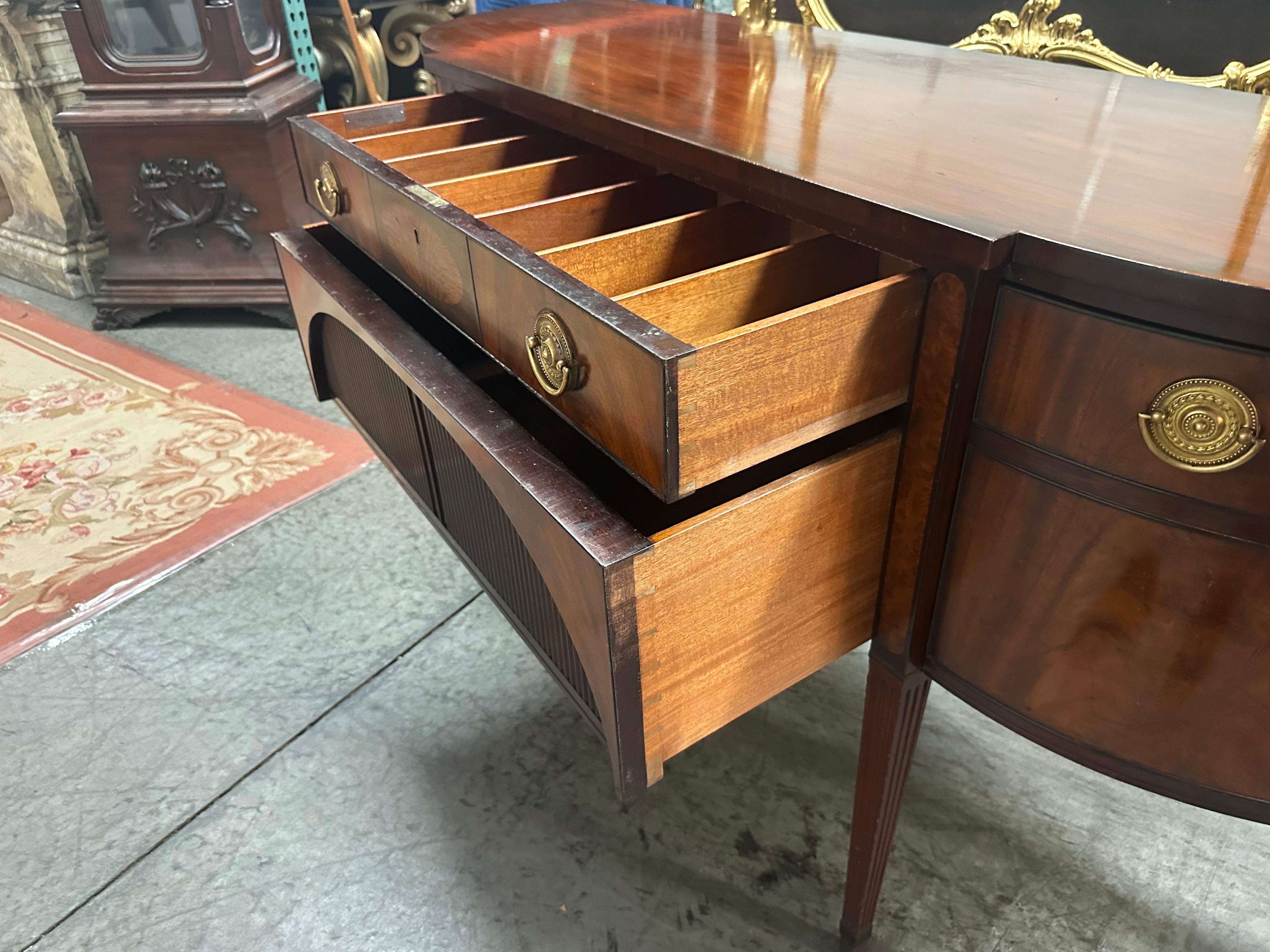 Rare Schmieg and Kotzian Hepplewhite Faux Tambor Demilune Sideboard Buffet 1
