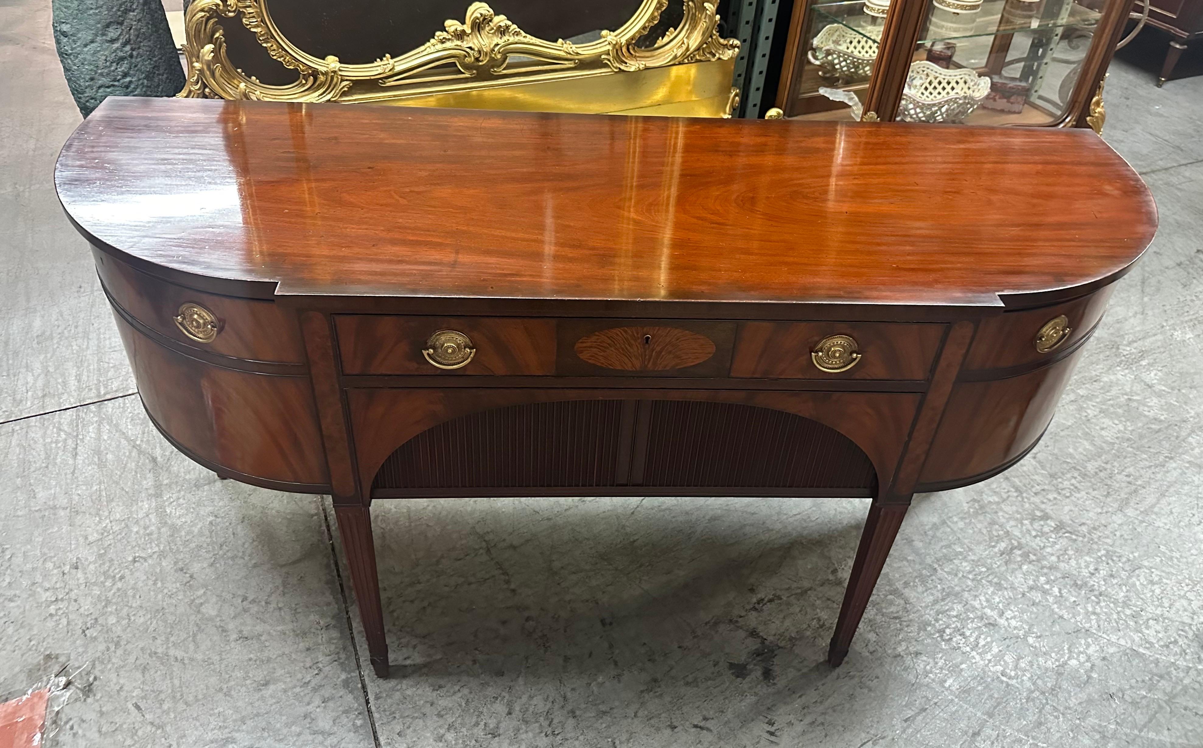 Rare Schmieg and Kotzian Hepplewhite Faux Tambor Demilune Sideboard Buffet 2