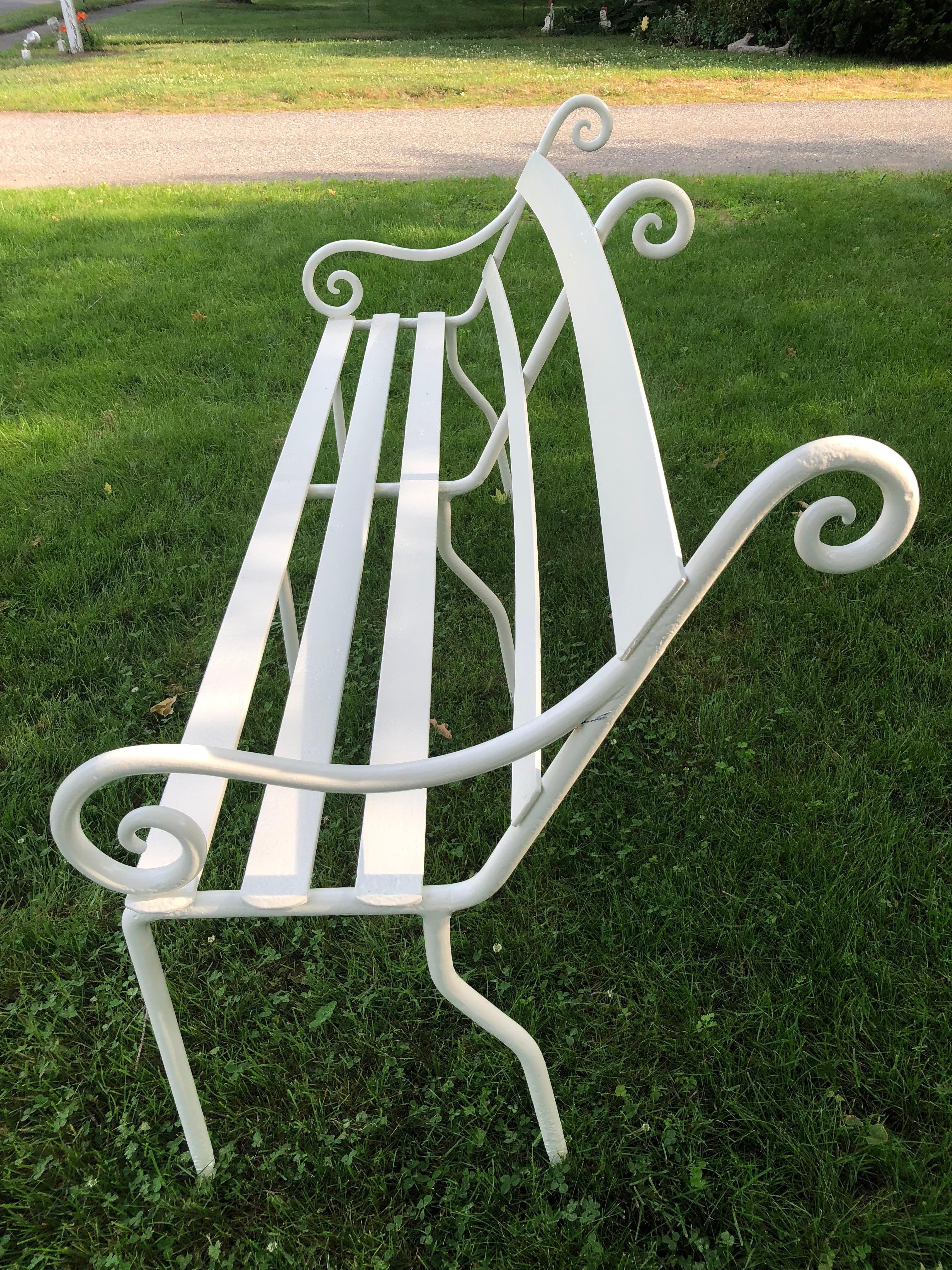 Rare Scottish 19th Century Wrought Iron Garden Bench In Good Condition For Sale In Woodbury, CT