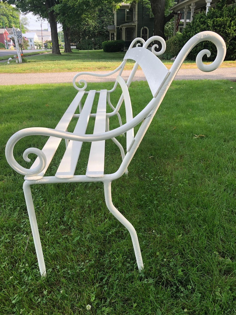 Rare Scottish 19th Century Wrought Iron Garden Bench For Sale at 1stDibs