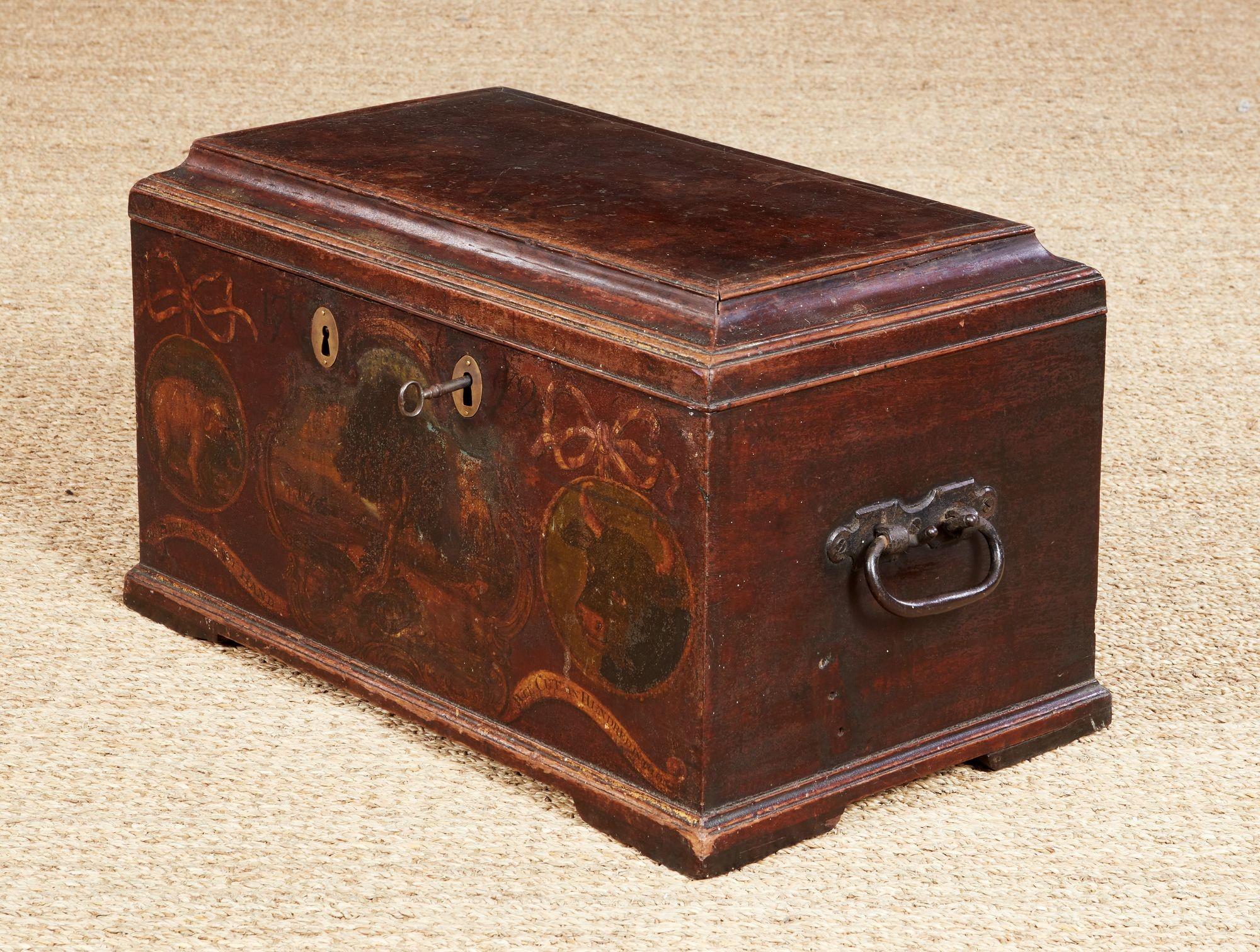 Painted Rare Scottish George III Corporation Treasury Box For Sale