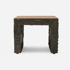 Rare "Sculpted -Bronze" Side Table by Paul Evans for Directional