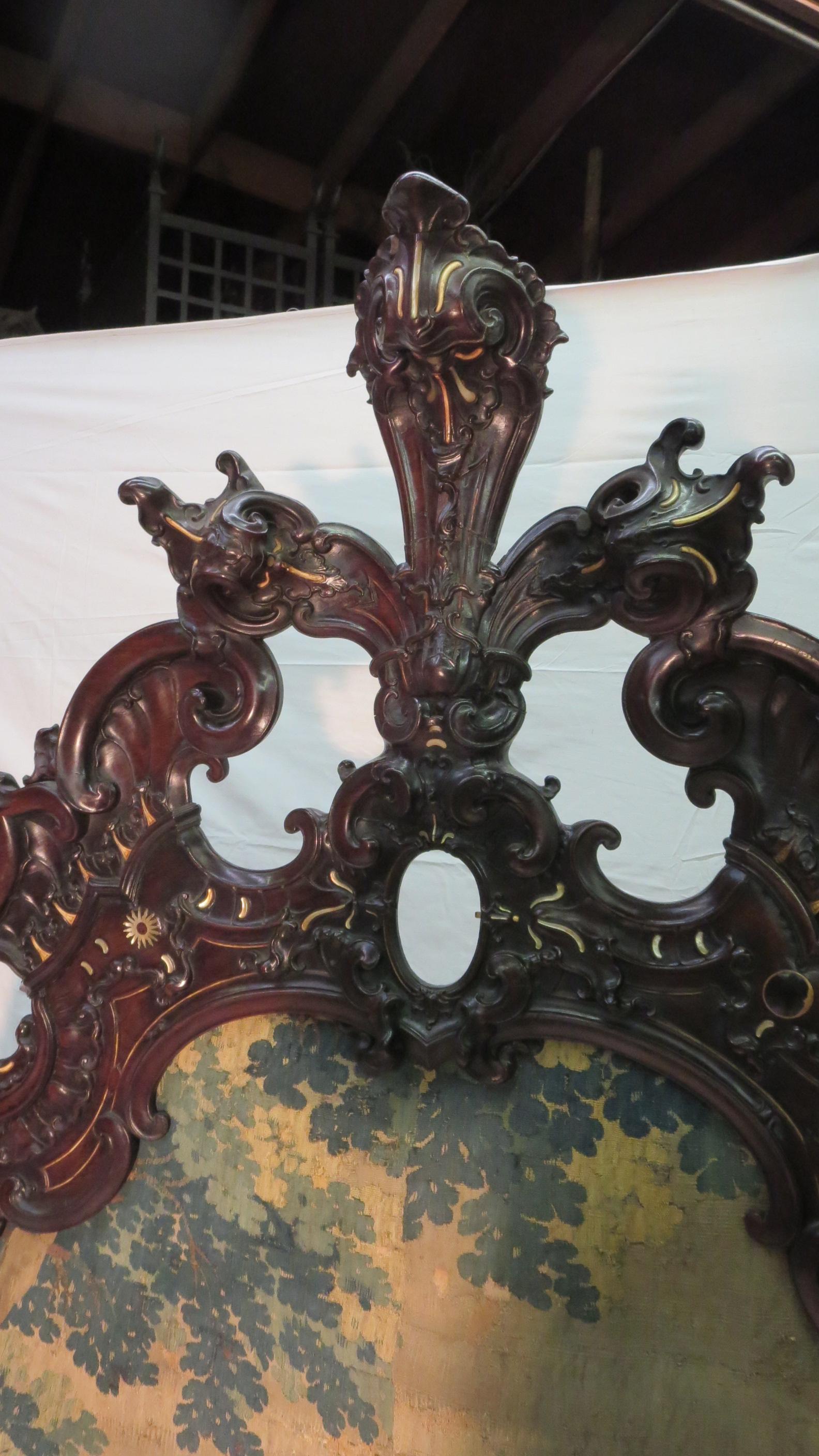 Rare Sculpted Colonial Portuguese 17th/18th C. Jacaranda King Bed Antique LA CA For Sale 6