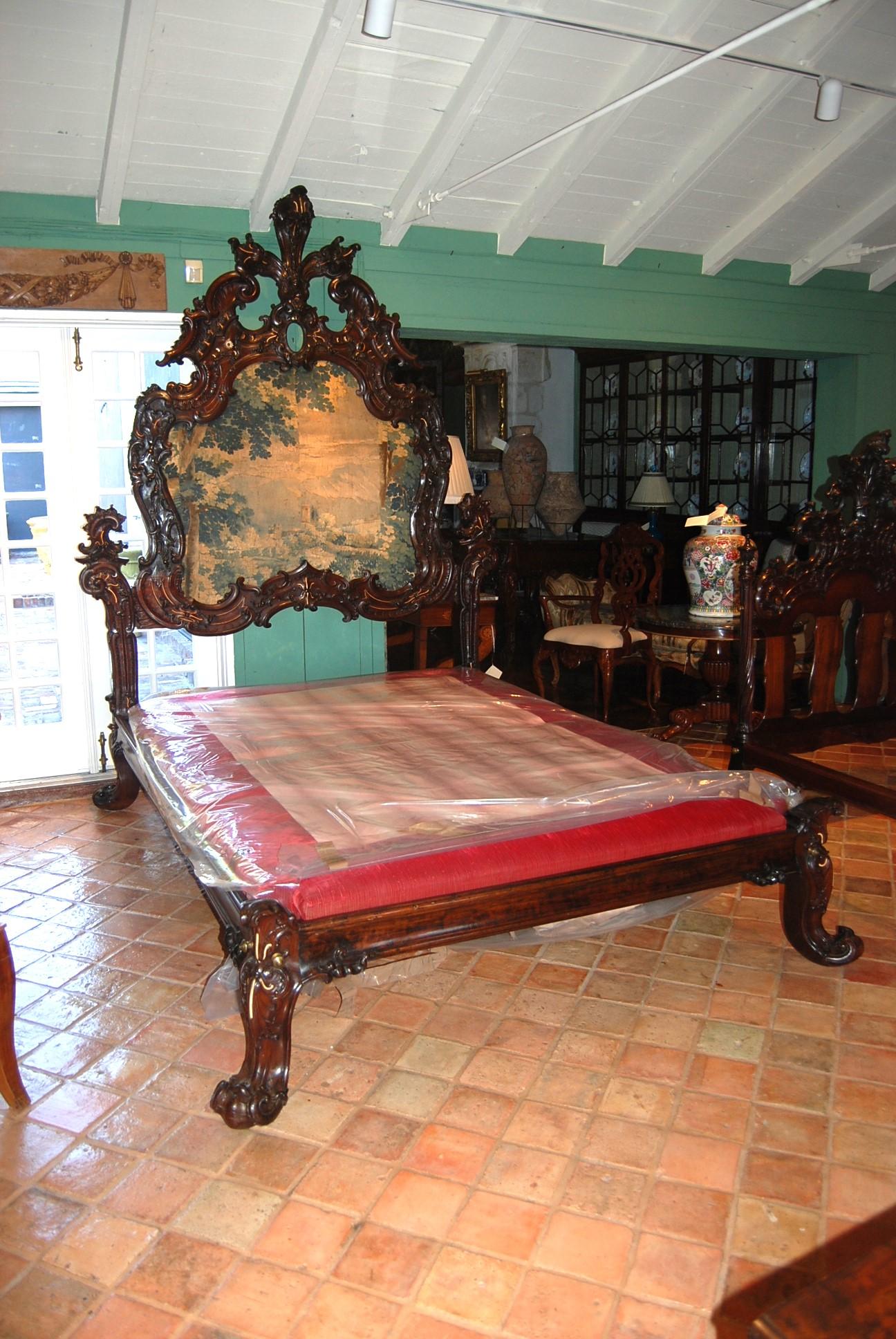 Rare Sculpted Colonial Portuguese 17th/18th C. Jacaranda King Bed Antique LA CA For Sale 13