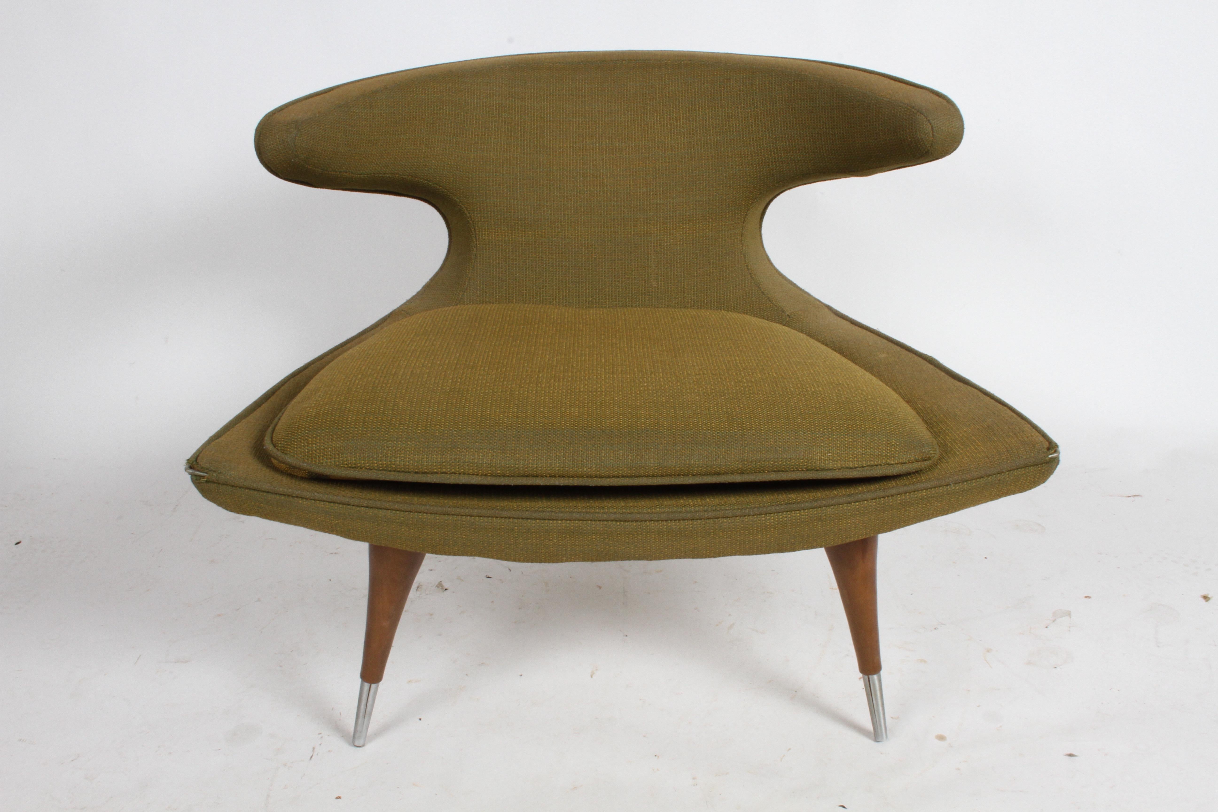 Upholstery Rare Sculptural 1950s Horn Chair by Karpen of California