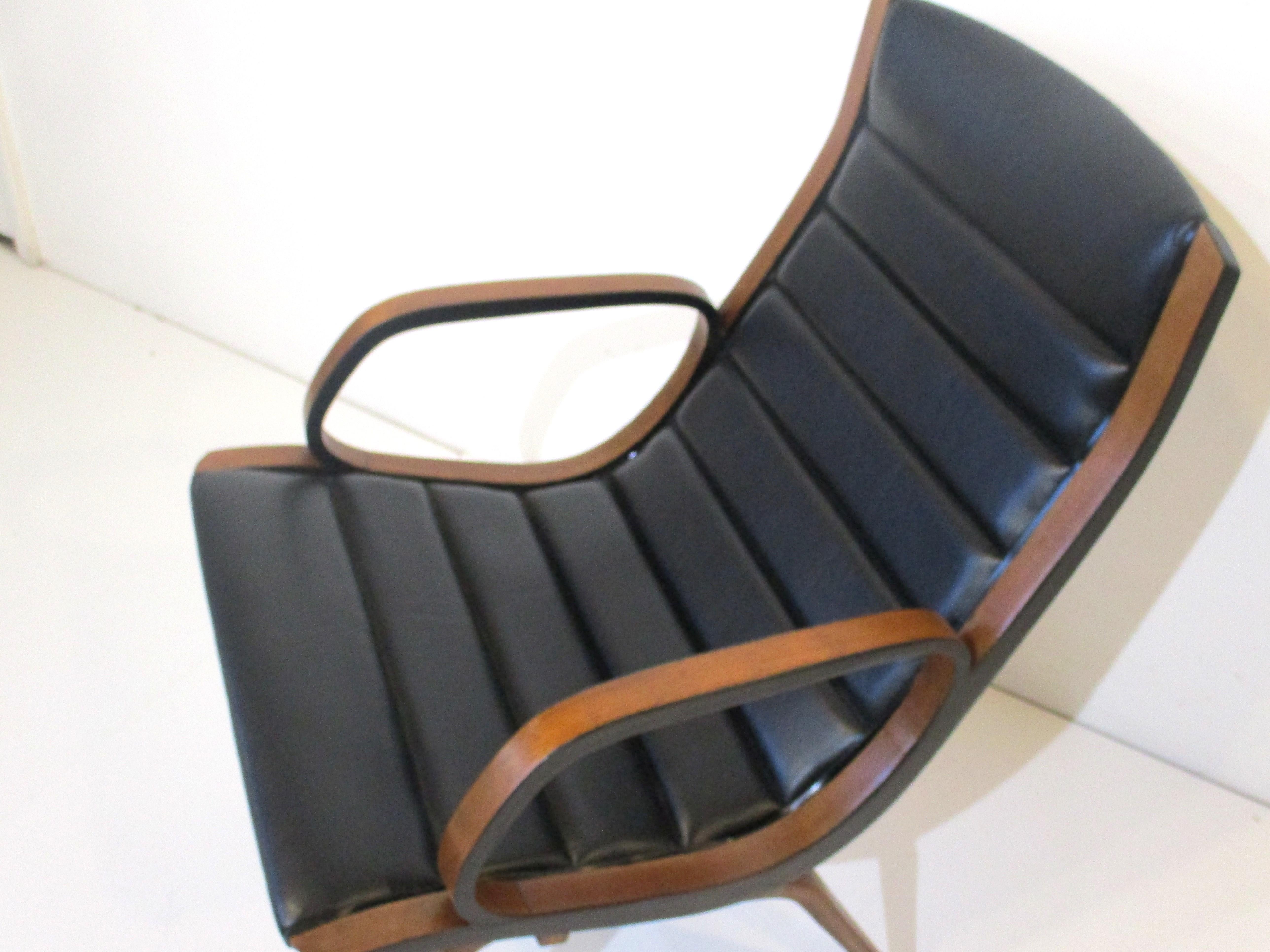 Upholstery Rare Sculptural Arm / Lounge Chair by Norman Chener for Plycraft For Sale