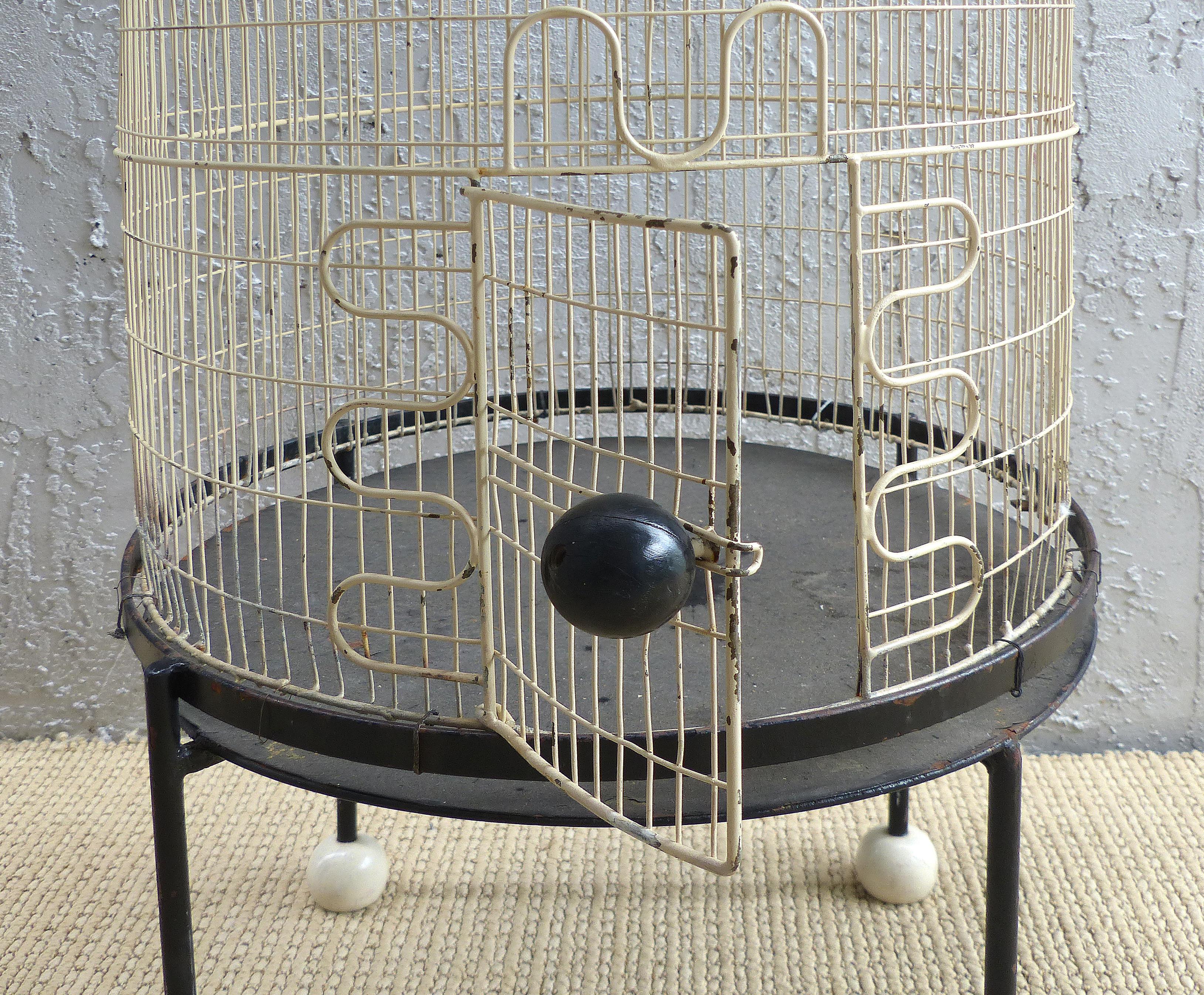 Painted Rare Sculptural Birdcage by Frederick Weinberg, circa 1955