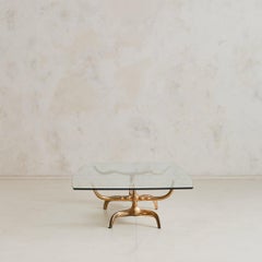 Rare Sculptural Bronze Coffee Table by Victor Roman, Signed + Numbered, 1970s