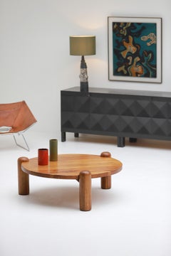 Rare Organic Brutalist oak coffee table 1970s
