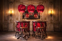 Raro gruppo bar scultoreo brutalista in legno di radice, set da 5 pezzi, Francia, anni '50