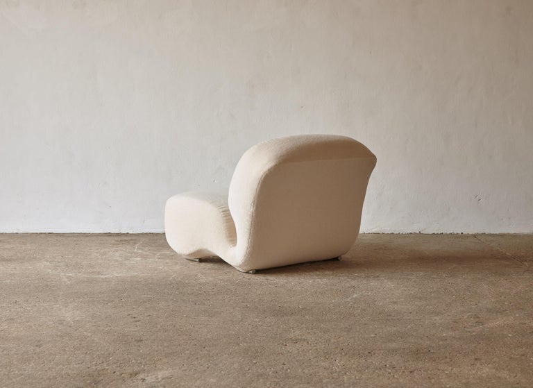 Space Age Rare Sculptural Chair, Organic Form, upholstered in Alpaca, Italy, 1970s