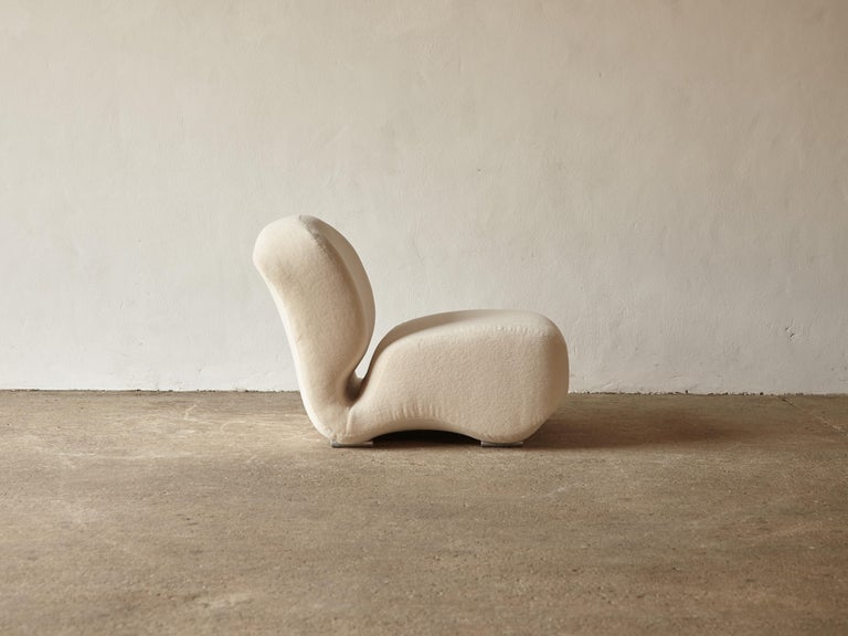 20th Century Rare Sculptural Chair, Organic Form, upholstered in Alpaca, Italy, 1970s