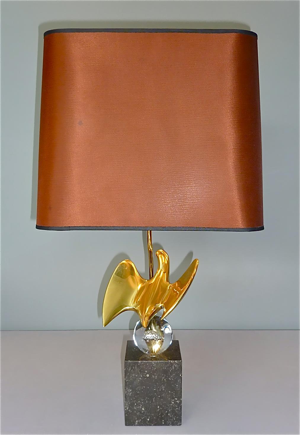 Rare Sculptural French Gilt Bronze Bird Table Lamp Signed Philippe Jean 107/300  For Sale 9