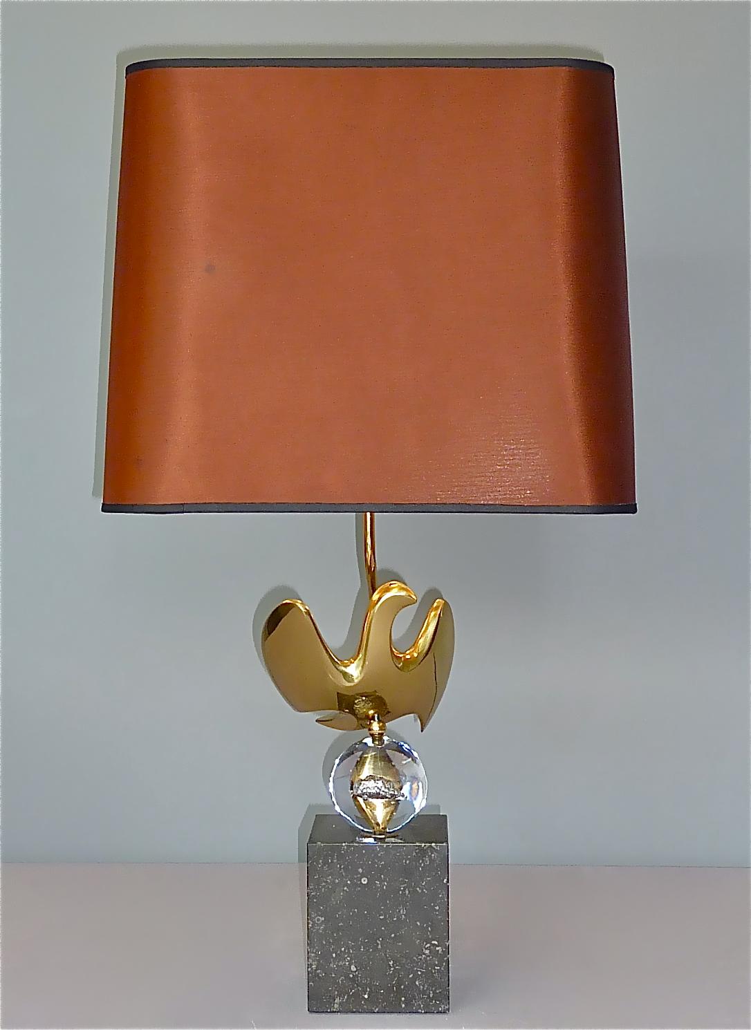 Rare lampe de table sculpturale française en bronze doré avec oiseaux, signée Philippe Jean 107/300  en vente 6
