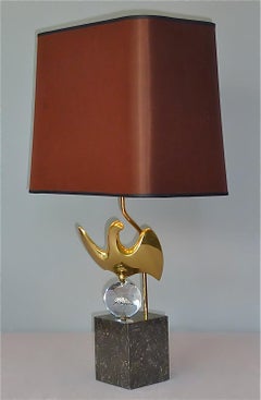 Rare Sculptural French Gilt Bronze Bird Table Lamp Signed Philippe Jean 107/300