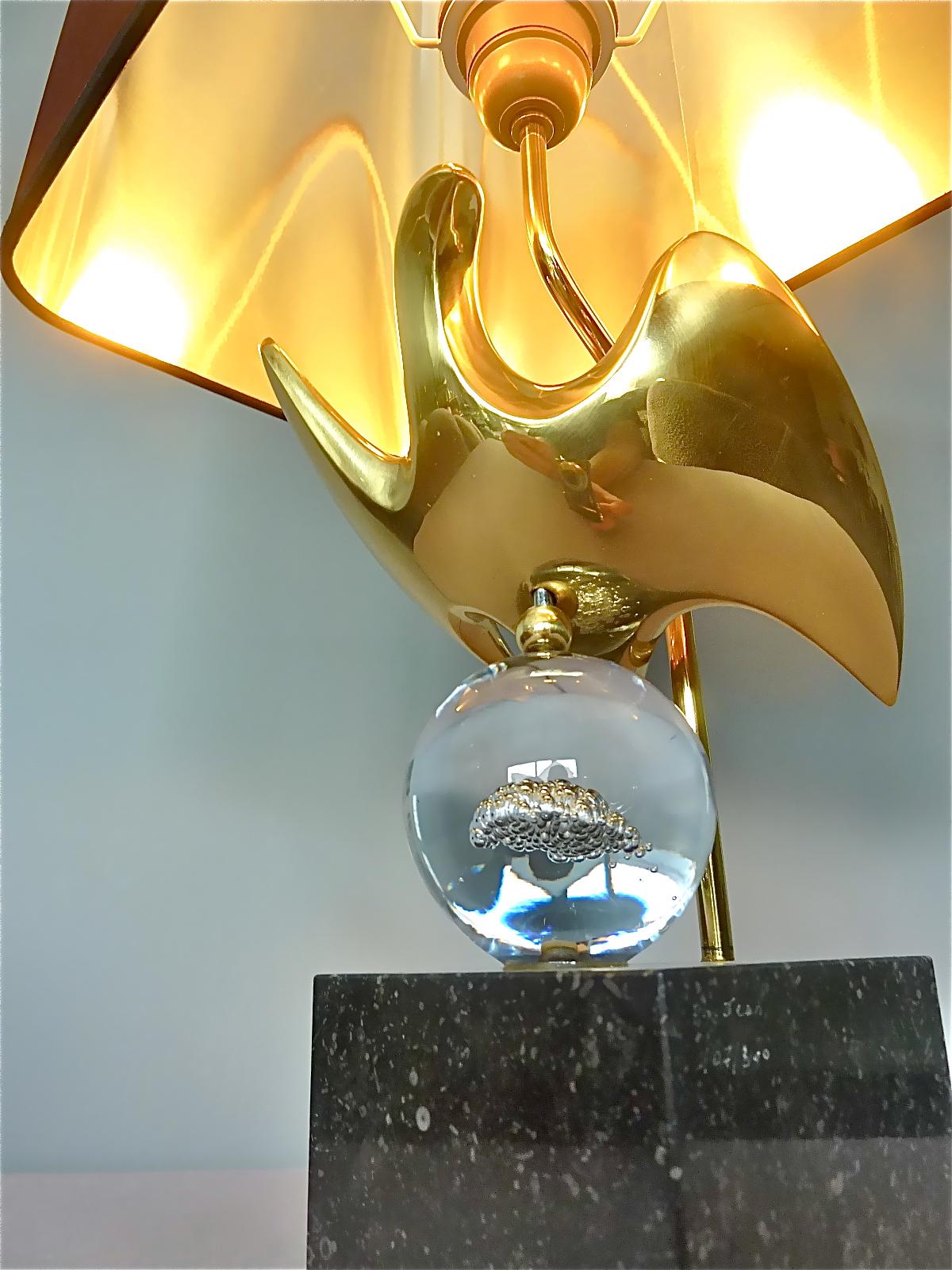 Hollywood Regency Rare Sculptural French Gilt Bronze Bird Table Lamp Signed Philippe Jean 107/300  For Sale