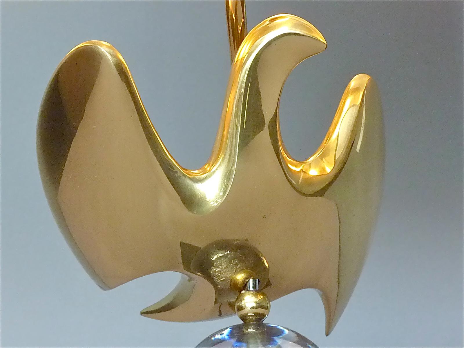 Rare lampe de table sculpturale française en bronze doré avec oiseaux, signée Philippe Jean 107/300  Bon état - En vente à Nierstein am Rhein, DE