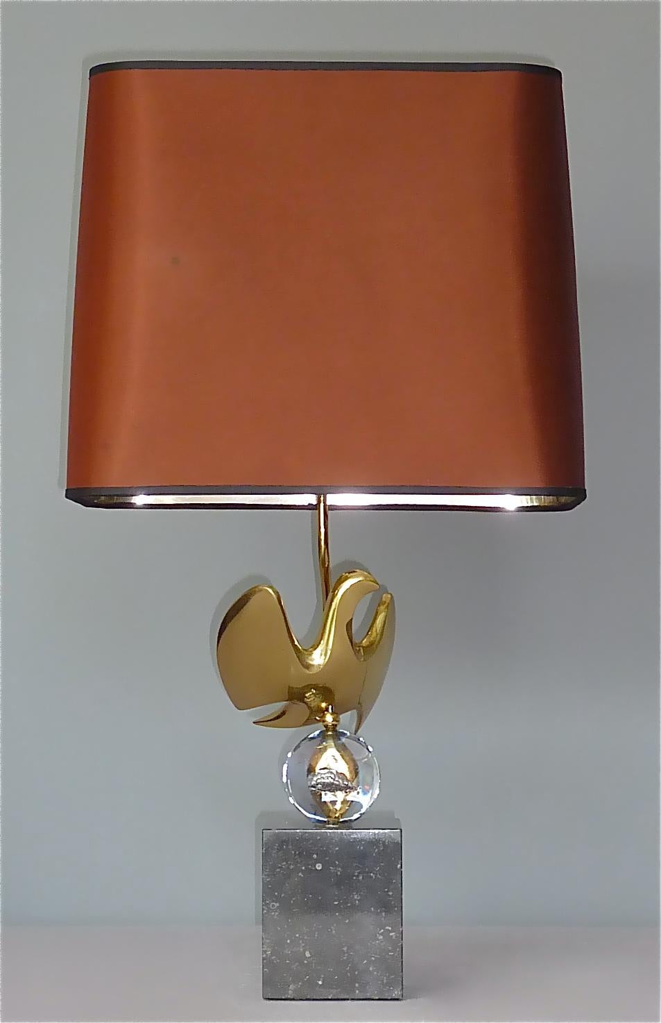 Rare Sculptural French Gilt Bronze Bird Table Lamp Signed Philippe Jean 107/300  For Sale 4