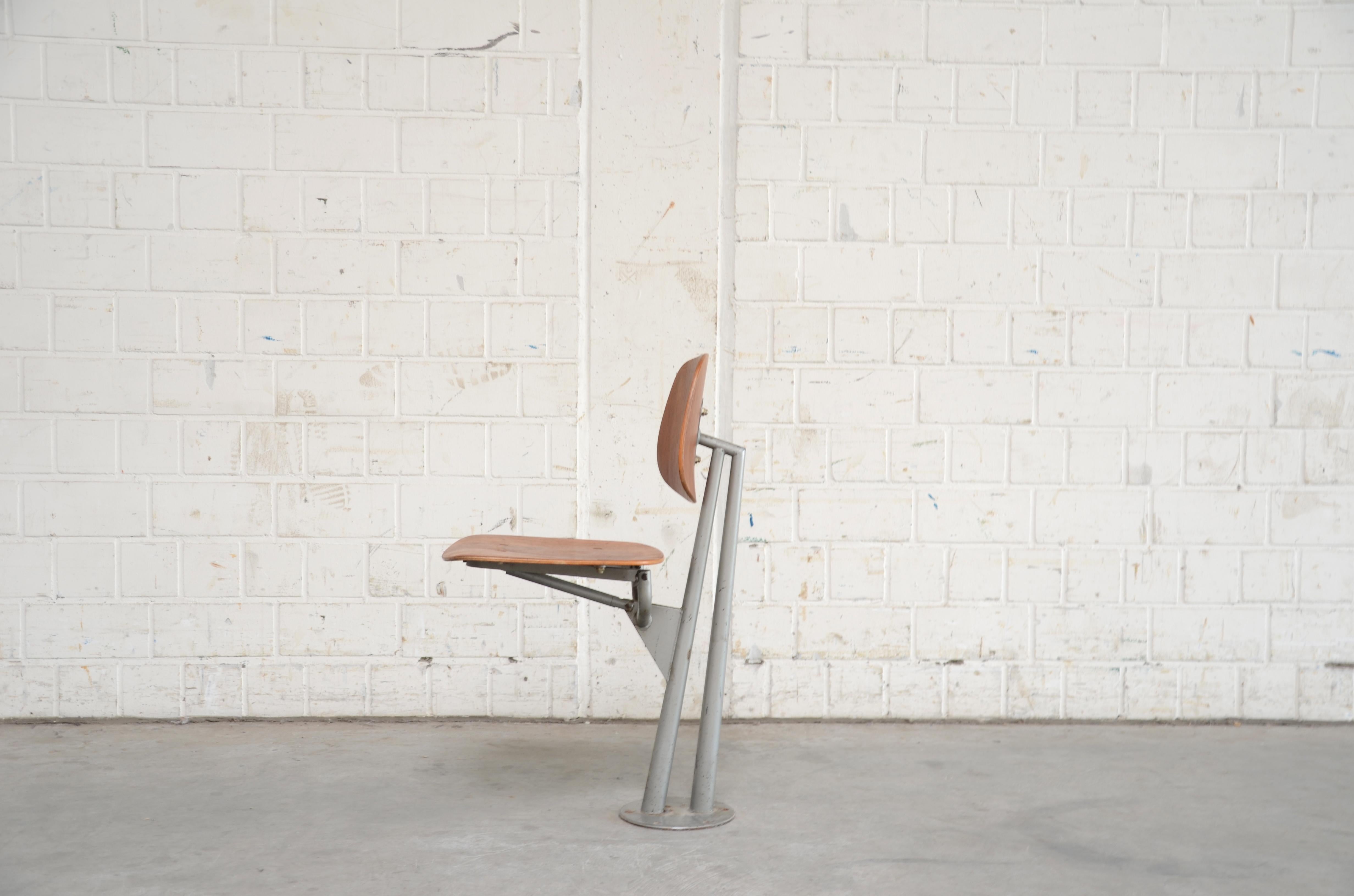 Rare Sculptural Industrial Teak Folding Chairs 8