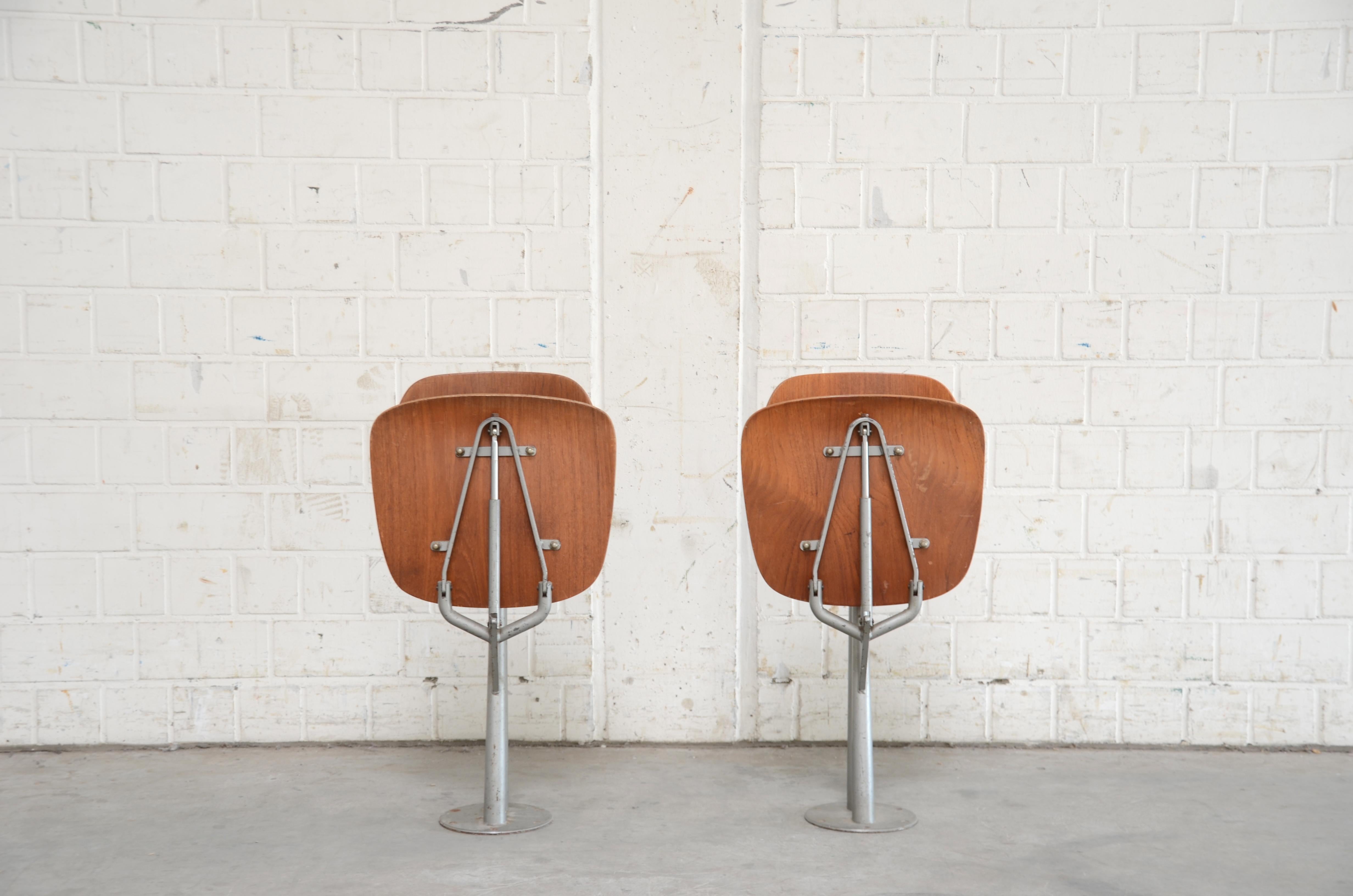 German Rare Sculptural Industrial Teak Folding Chairs