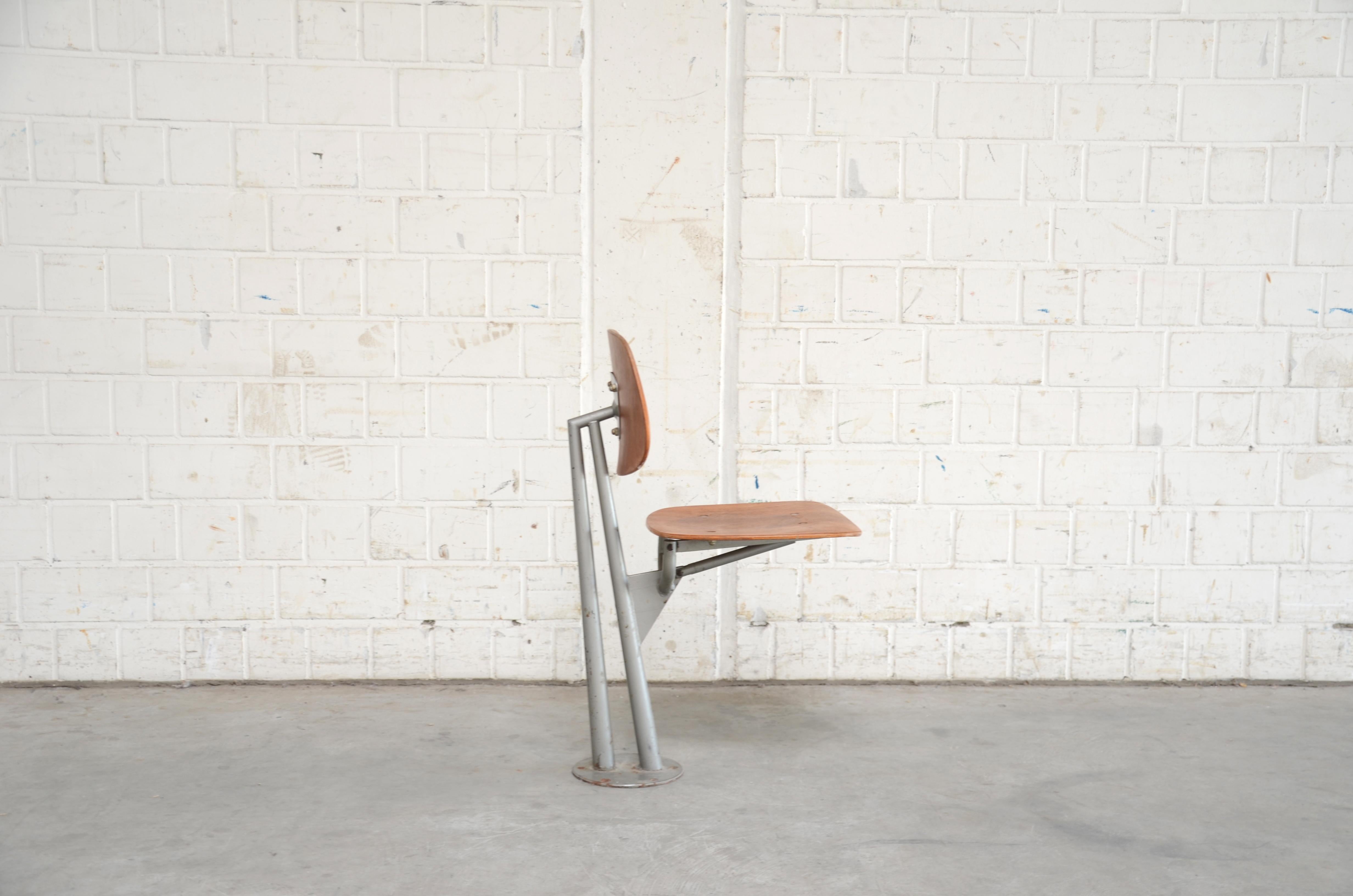 20th Century Rare Sculptural Industrial Teak Folding Chairs