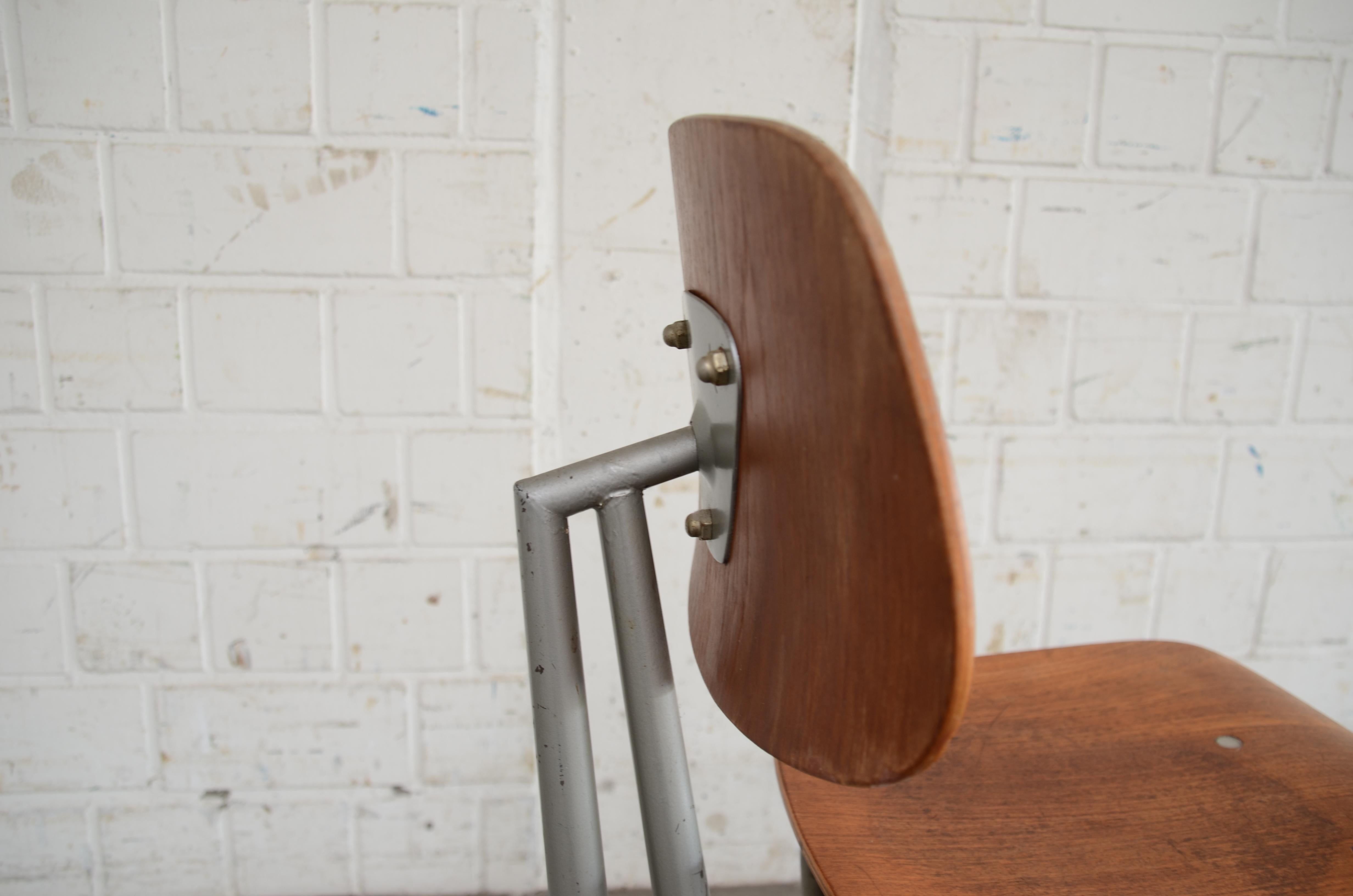 Metal Rare Sculptural Industrial Teak Folding Chairs