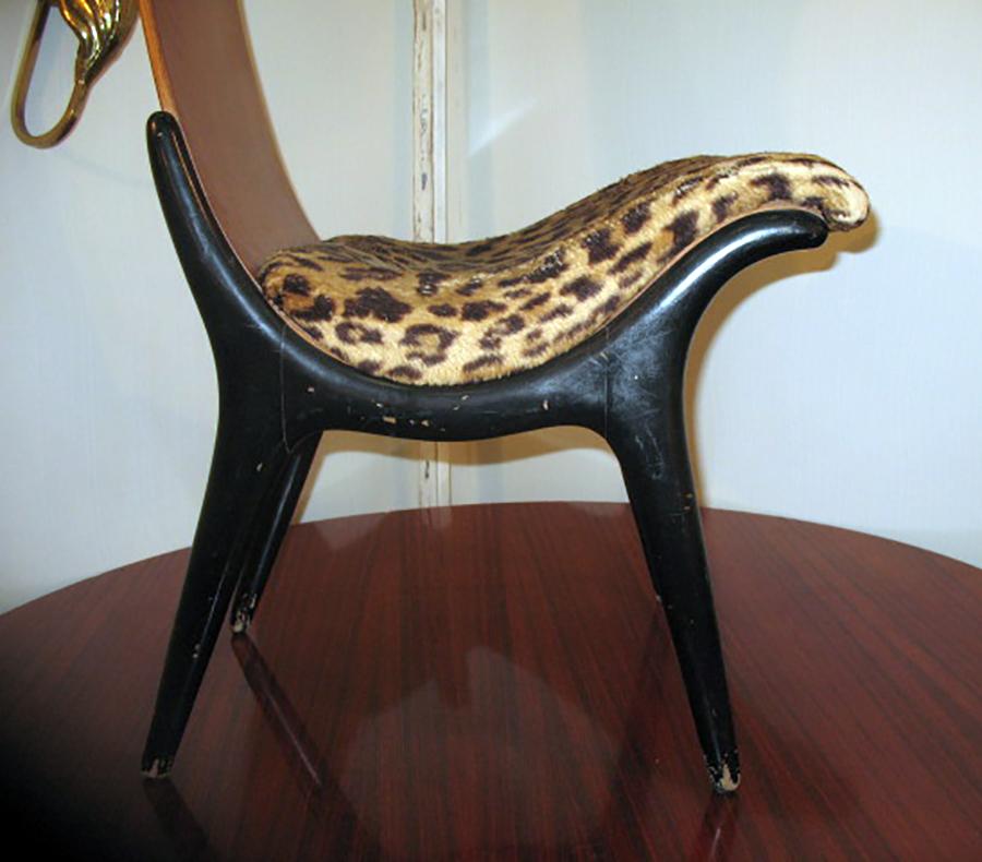 Mid-Century Modern Rare Sculptural Mahogany and Ebonized Side Chair by Pozzi E Verga, Milano, 1960s
