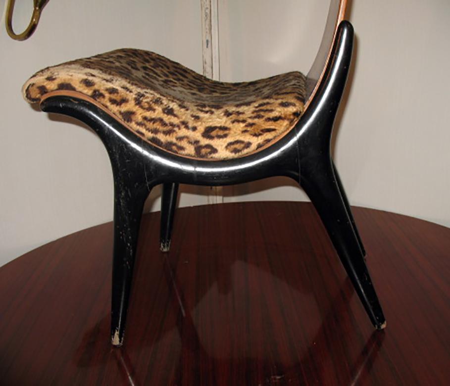 Rare Sculptural Mahogany and Ebonized Side Chair by Pozzi E Verga, Milano, 1960s 1