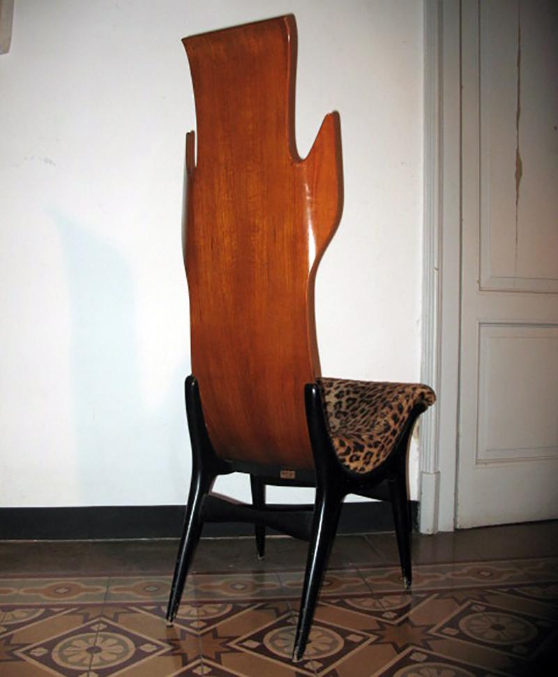 Rare Sculptural Mahogany and Ebonized Side Chair by Pozzi E Verga, Milano, 1960s 2