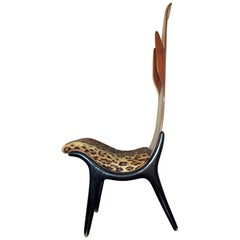Rare Sculptural Mahogany and Ebonized Side Chair by Pozzi E Verga, Milano, 1960s