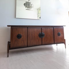 Rare sculptural mid century walnut sideboard by Helen Hobey Baker, USA 1960s