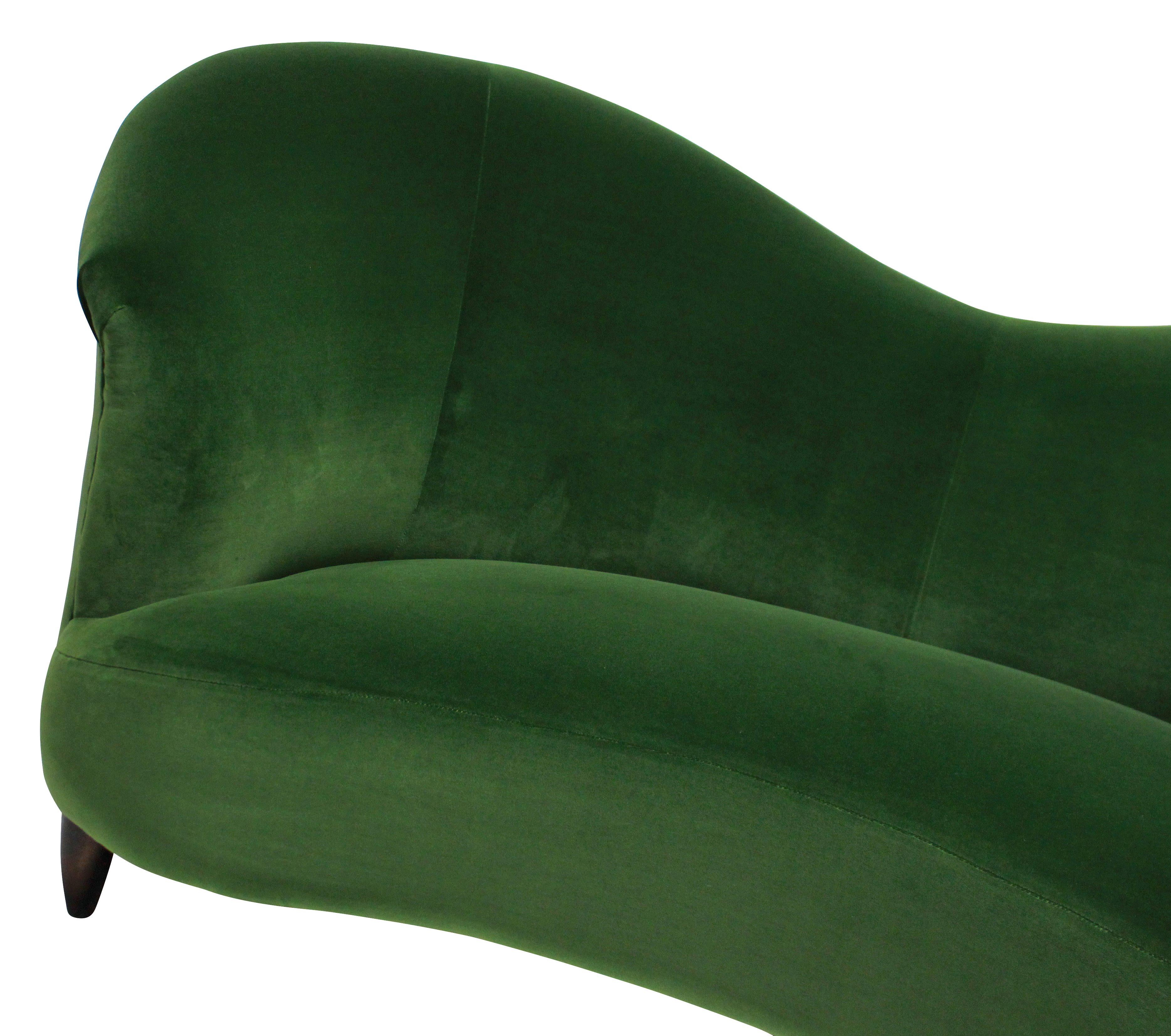 Italian Rare Sculptural Parisi Sofa in Emerald Velvet