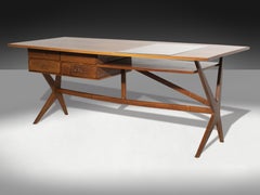 Rare Sculptural Walnut Executive Desk by Arturo Roversi, Italy, 1950s