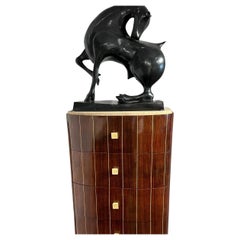 Rare sculpture en aluminium noirci "Taureau-Cheval" de Christian Maas