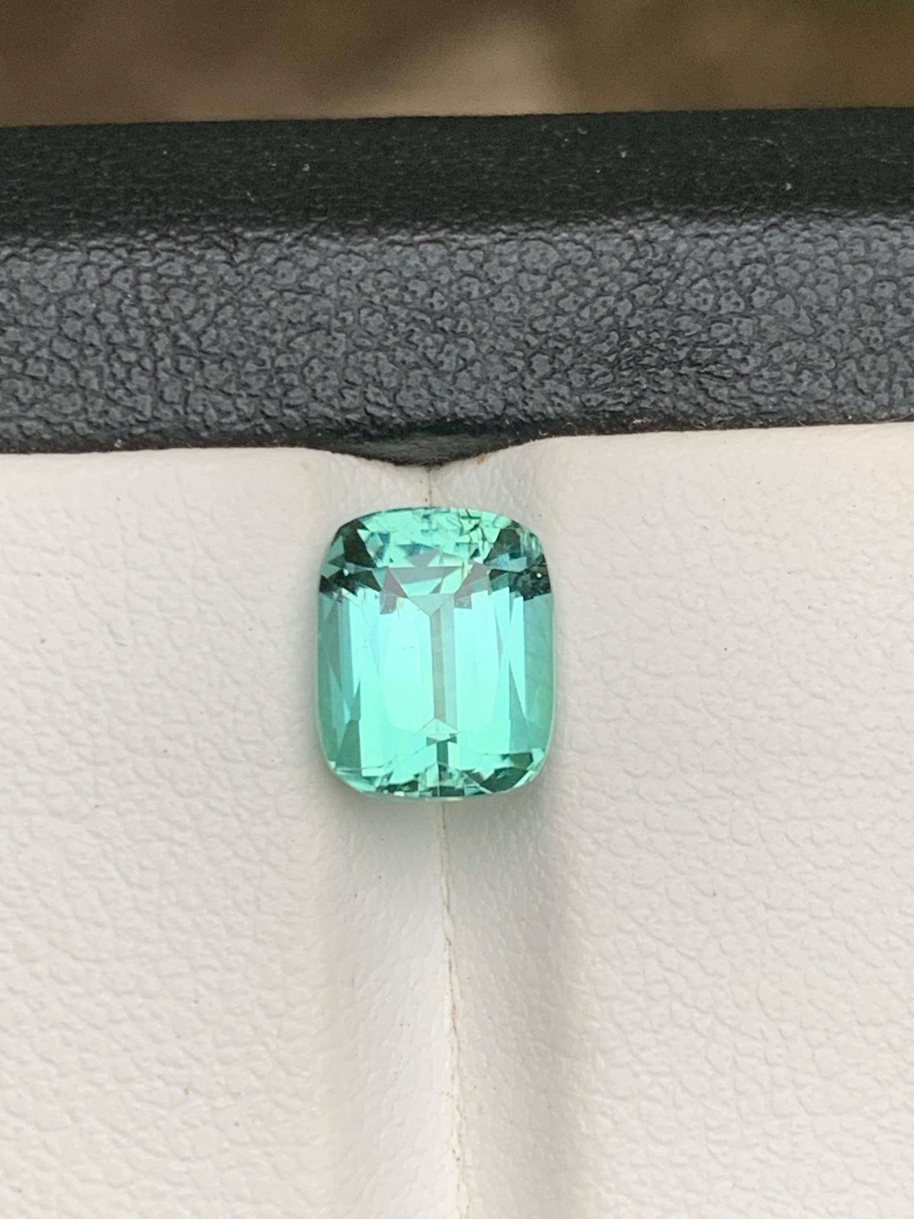Rare Sea foam Natural Tourmaline Ring Loose Gemstone 2.95 Ct Cushion Cut-Jewelry For Sale 6