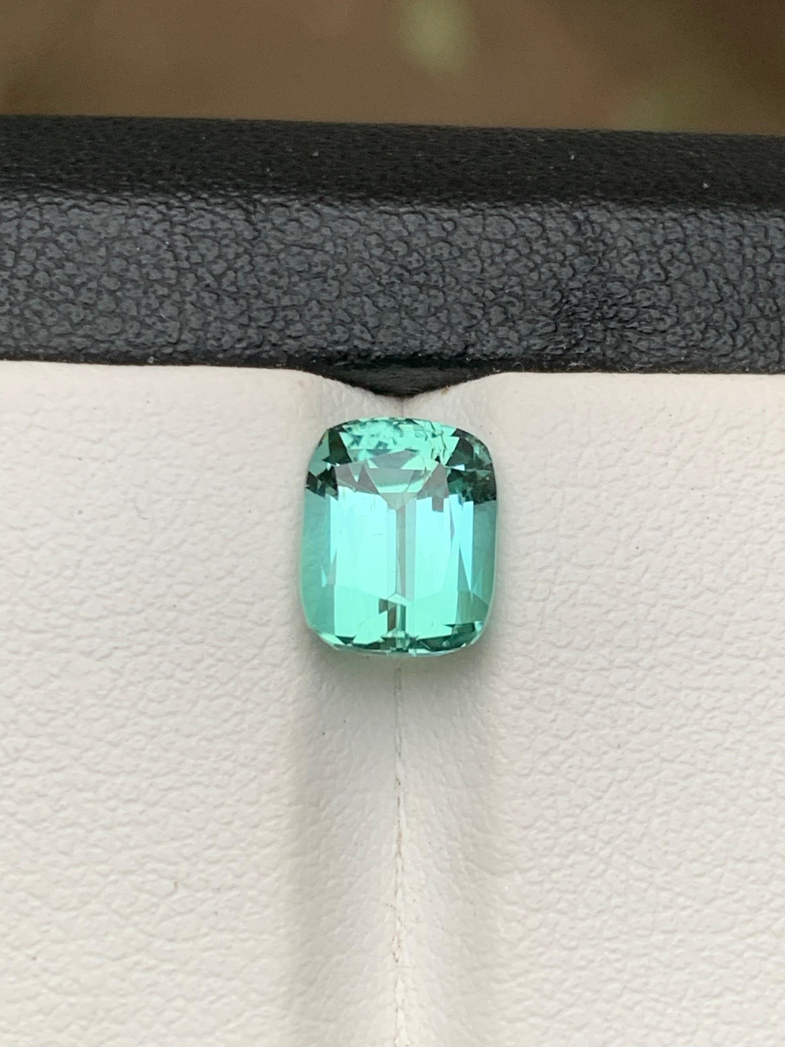 Rare Sea foam Natural Tourmaline Ring Loose Gemstone 2.95 Ct Cushion Cut-Jewelry For Sale 8