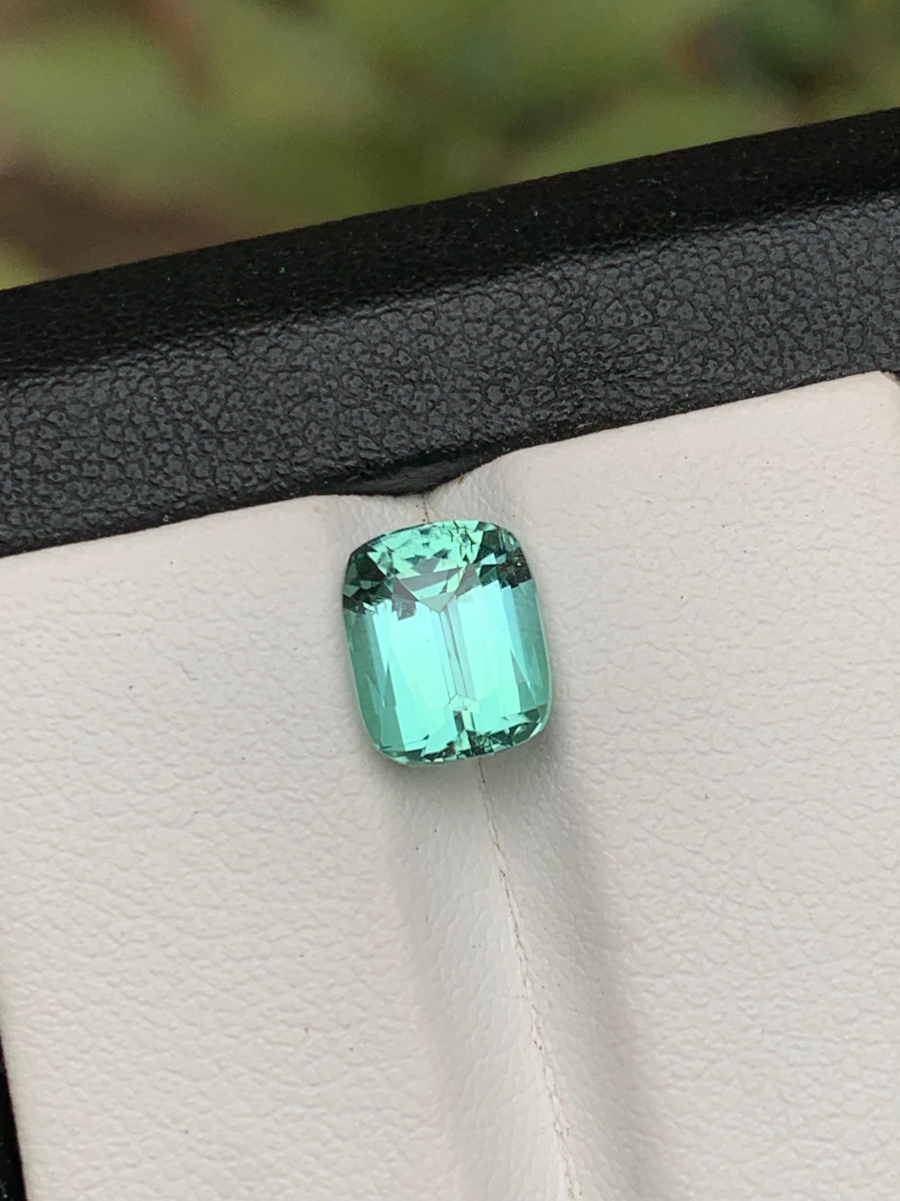 Contemporary Rare Sea foam Natural Tourmaline Ring Loose Gemstone 2.95 Ct Cushion Cut-Jewelry For Sale