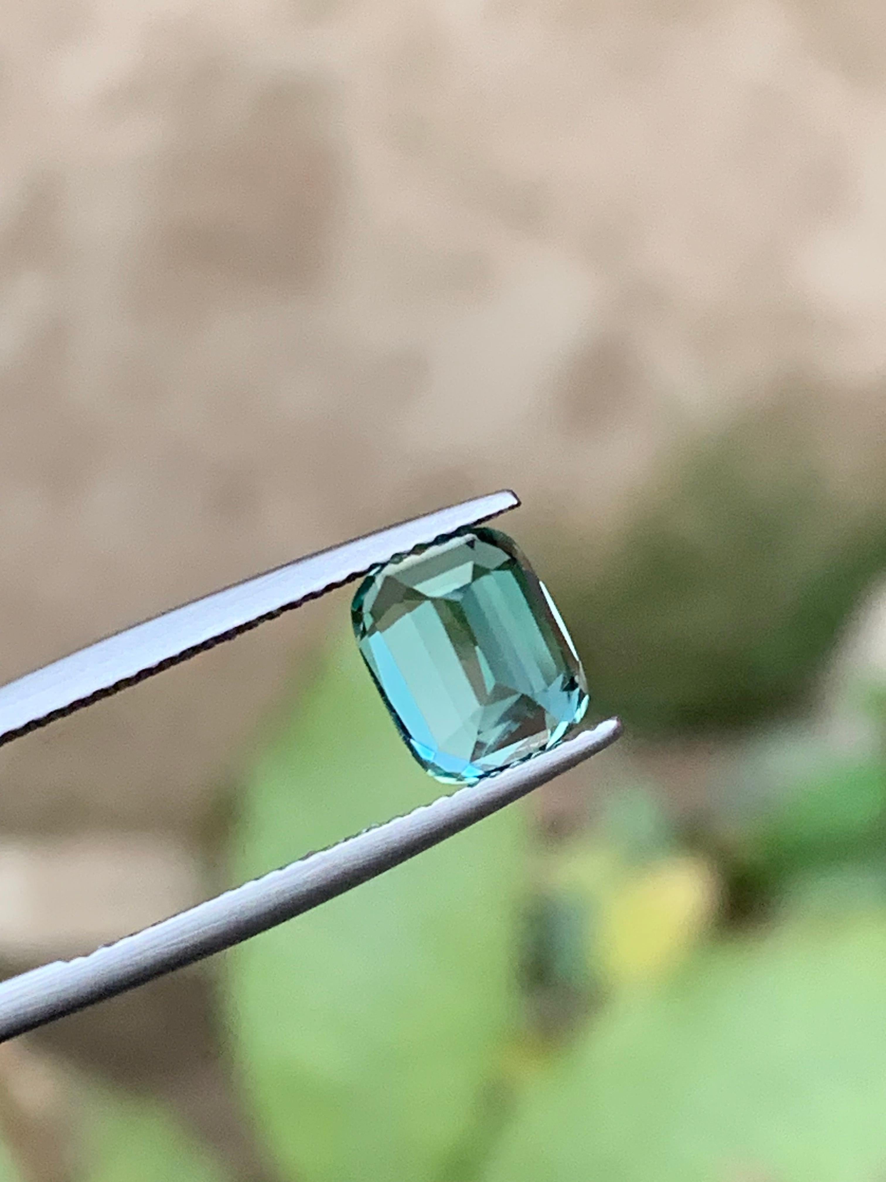 Rare Sea foam Natural Tourmaline Ring Loose Gemstone 2.95 Ct Cushion Cut-Jewelry For Sale 3