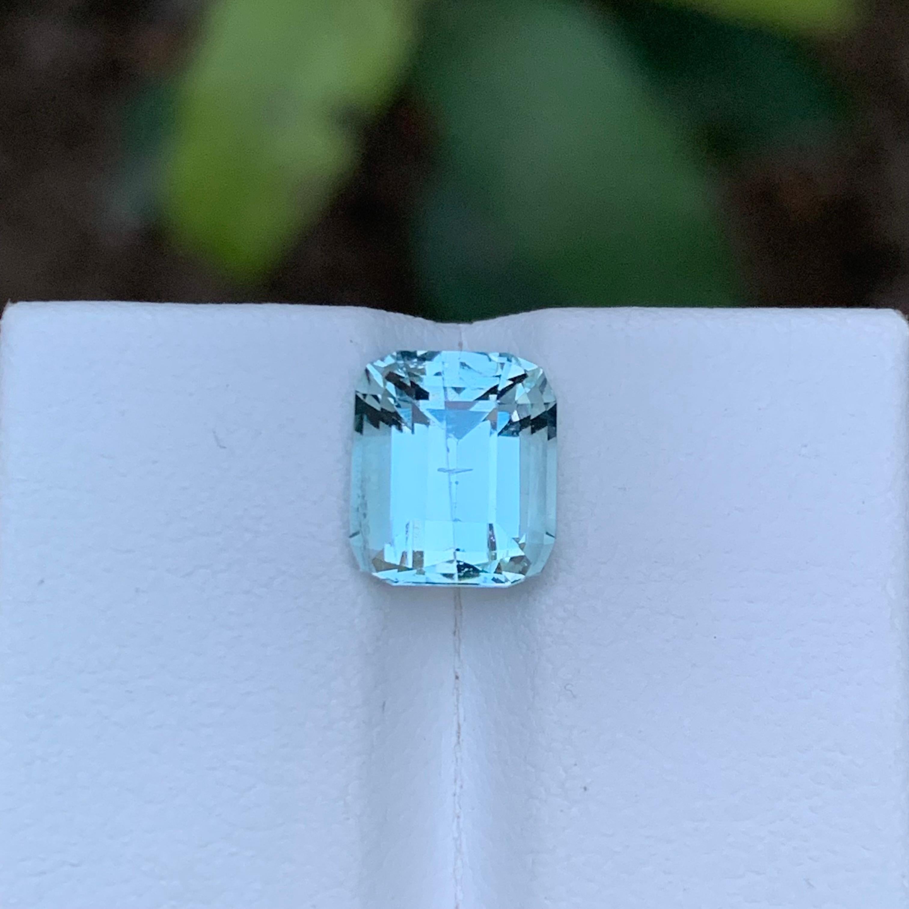 Contemporary Rare Seafoam Natural Tourmaline Gemstone, 3.05 Ct Emerald Cut for Ring/Jewelry  For Sale