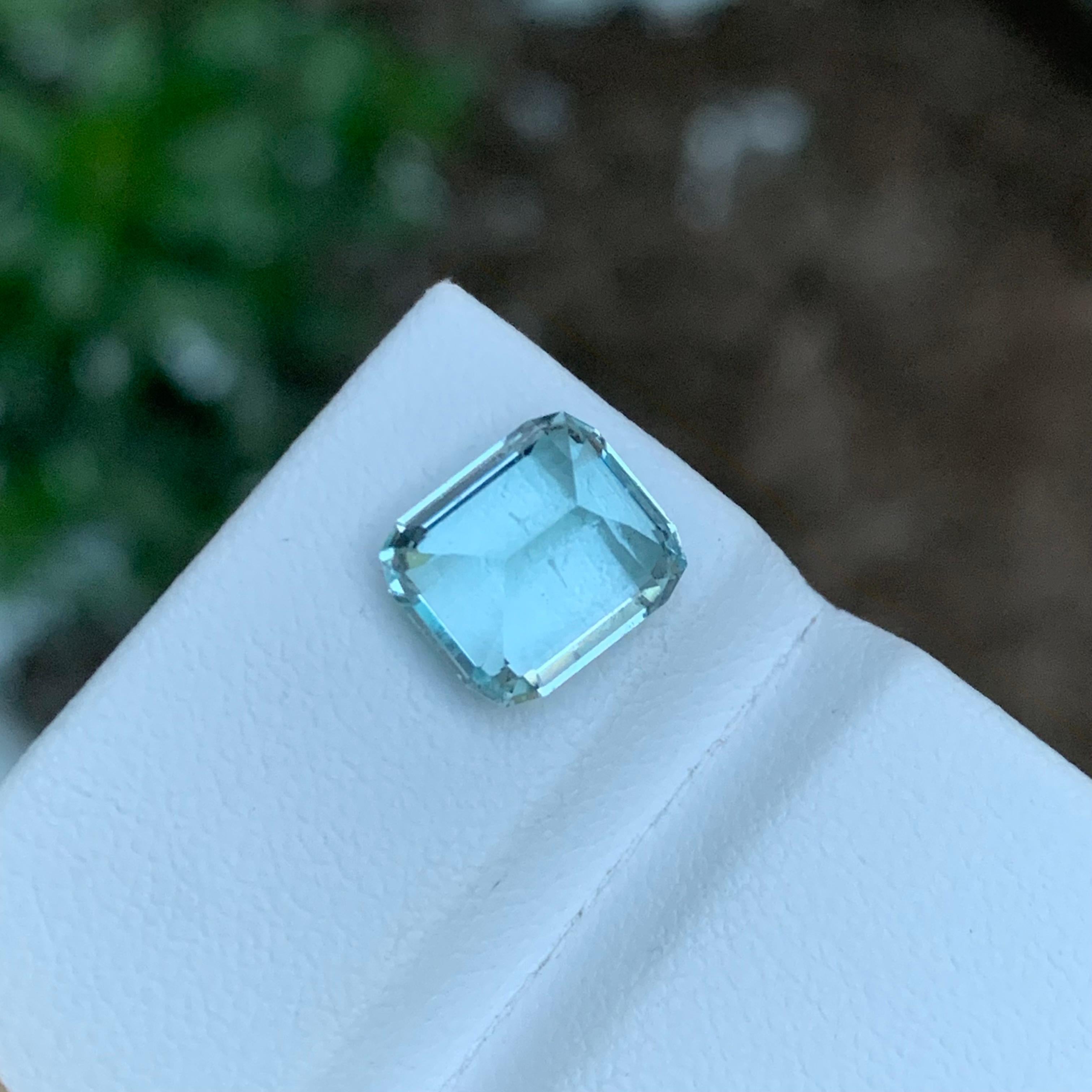 Women's or Men's Rare Seafoam Natural Tourmaline Gemstone, 3.05 Ct Emerald Cut for Ring/Jewelry  For Sale