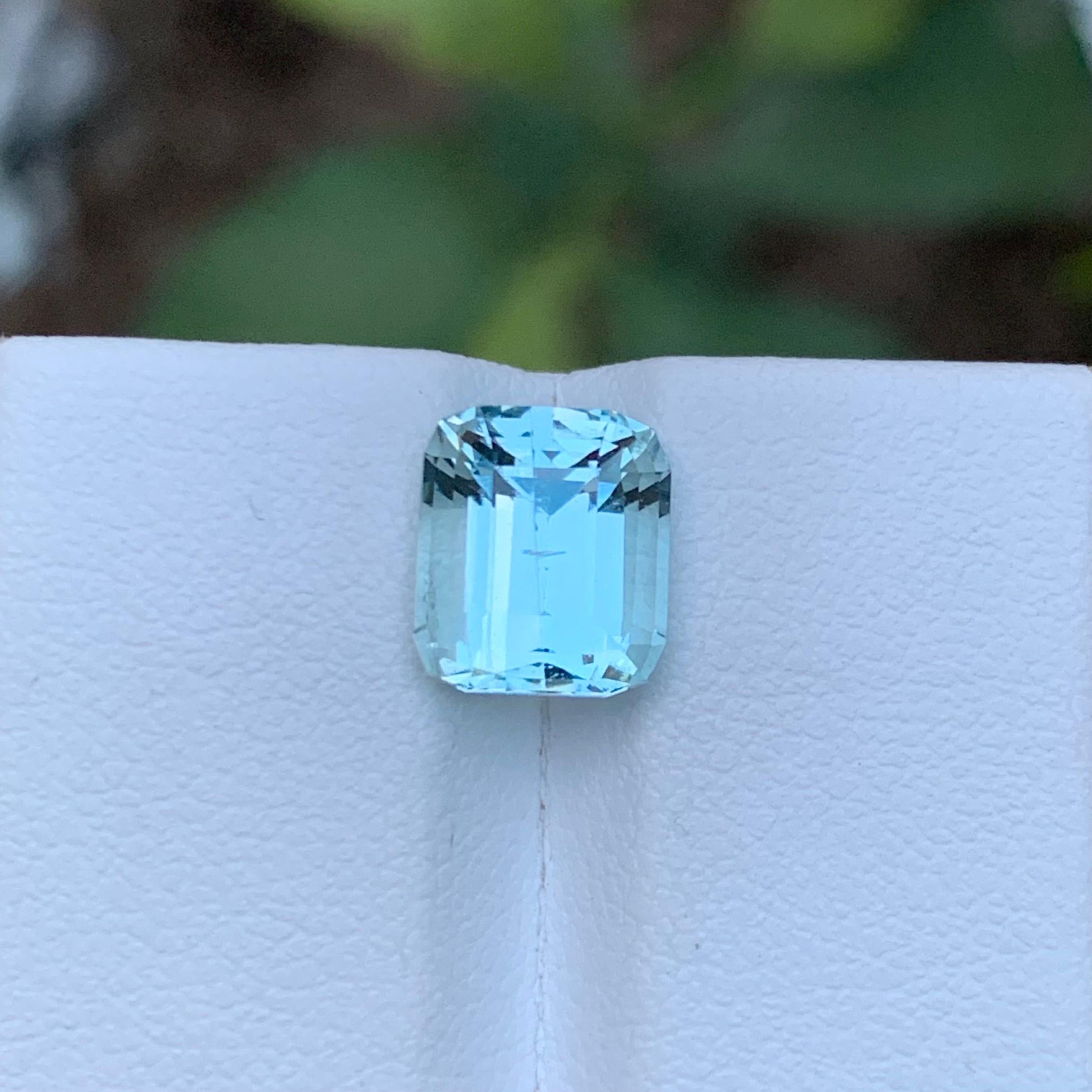 Rare Seafoam Natural Tourmaline Gemstone, 3.05 Ct Emerald Cut for Ring/Jewelry  For Sale 1