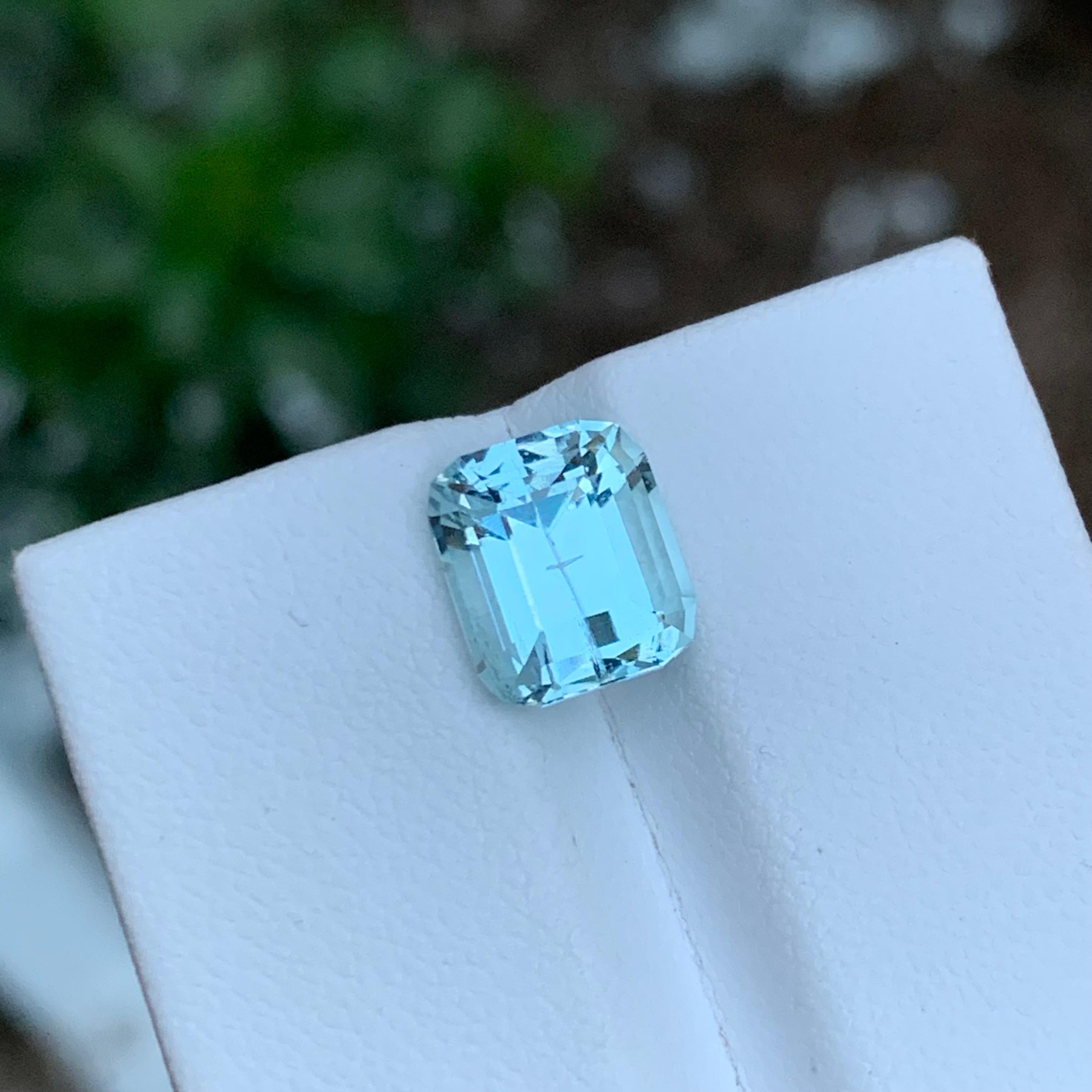 Rare Seafoam Natural Tourmaline Gemstone, 3.05 Ct Emerald Cut for Ring/Jewelry  For Sale 3