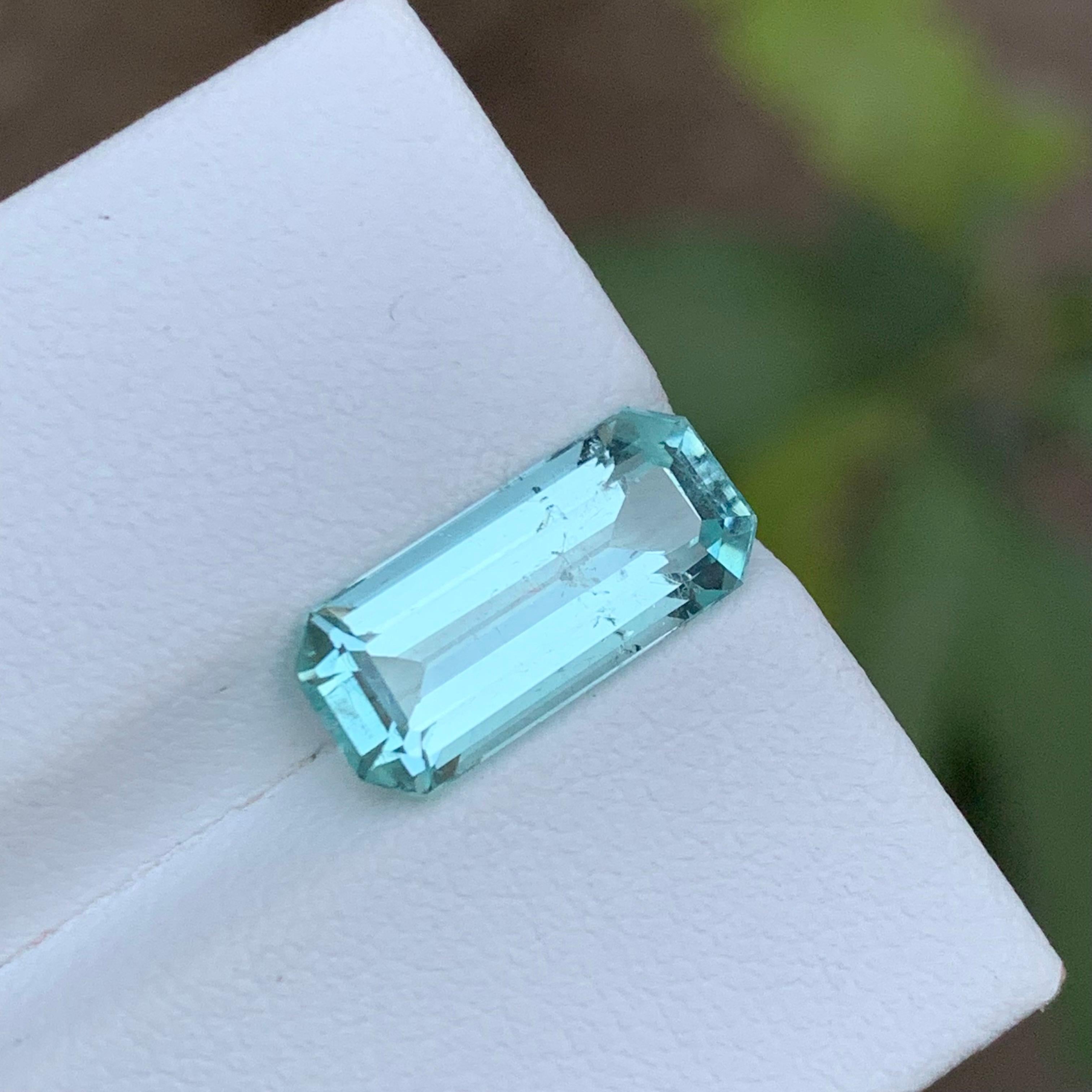 Rare Seafoam Natural Tourmaline Gemstone, 3.65 Ct Emerald Cut for Ring/Jewelry For Sale 5