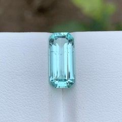 Rare Seafoam Natural Tourmaline Gemstone, 3.65 Ct Emerald Cut for Ring/Jewelry