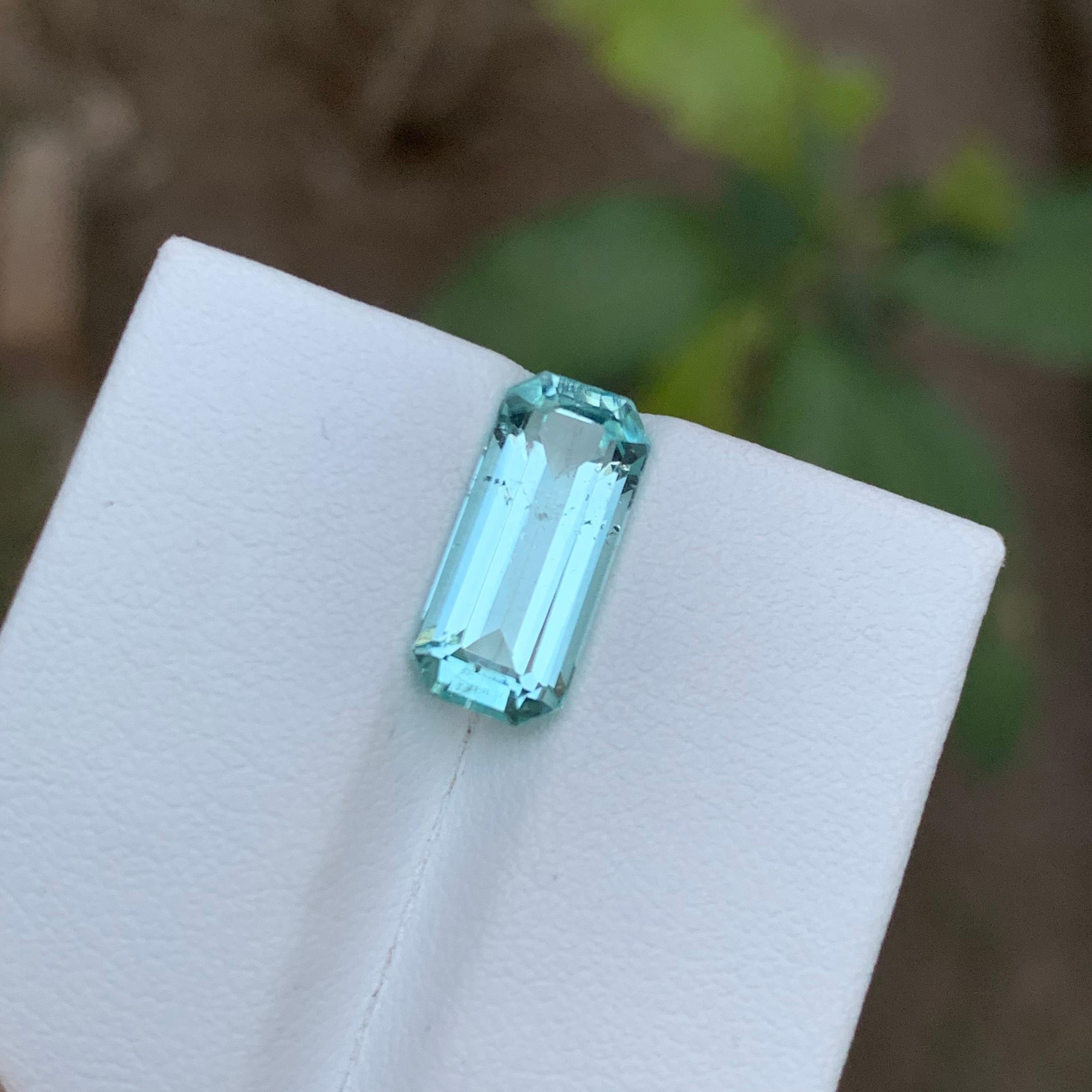 Contemporary Rare Seafoam Natural Tourmaline Gemstone, 3.65 Ct Emerald Cut for Ring/Jewelry For Sale