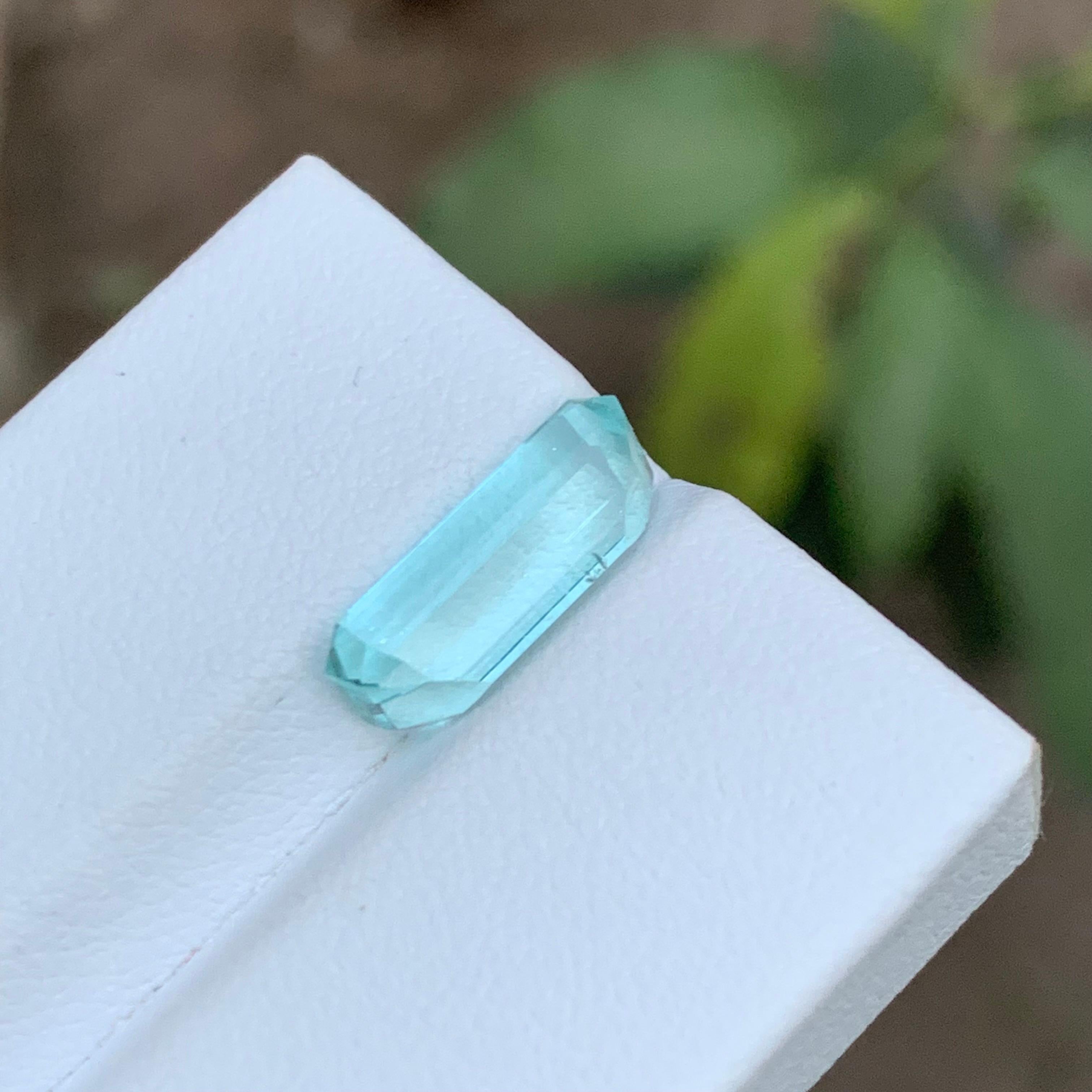 Rare Seafoam Natural Tourmaline Gemstone, 3.65 Ct Emerald Cut for Ring/Jewelry For Sale 3